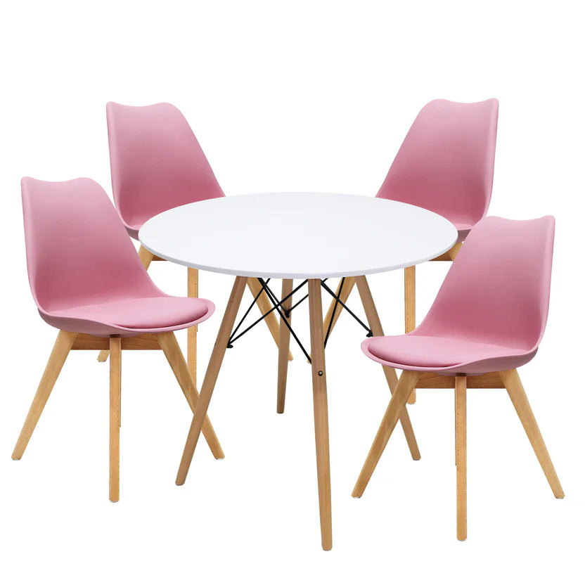 Comedor Mesa Oslo 80 Blanca + 4 sillas Frankfurt