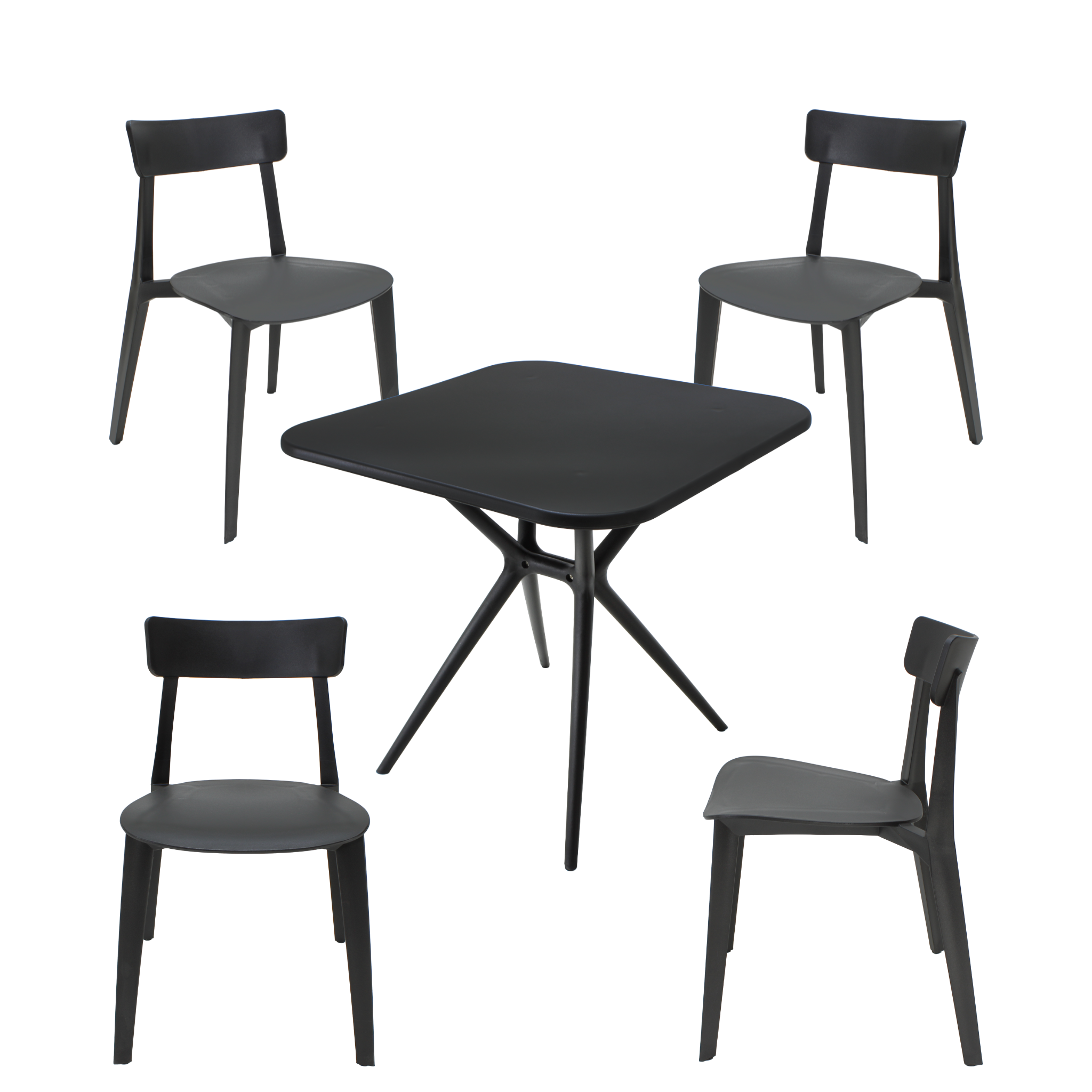 Comedor Mesa Cuadrada Lodi + 4 Sillas Brianza para exterior o comercio