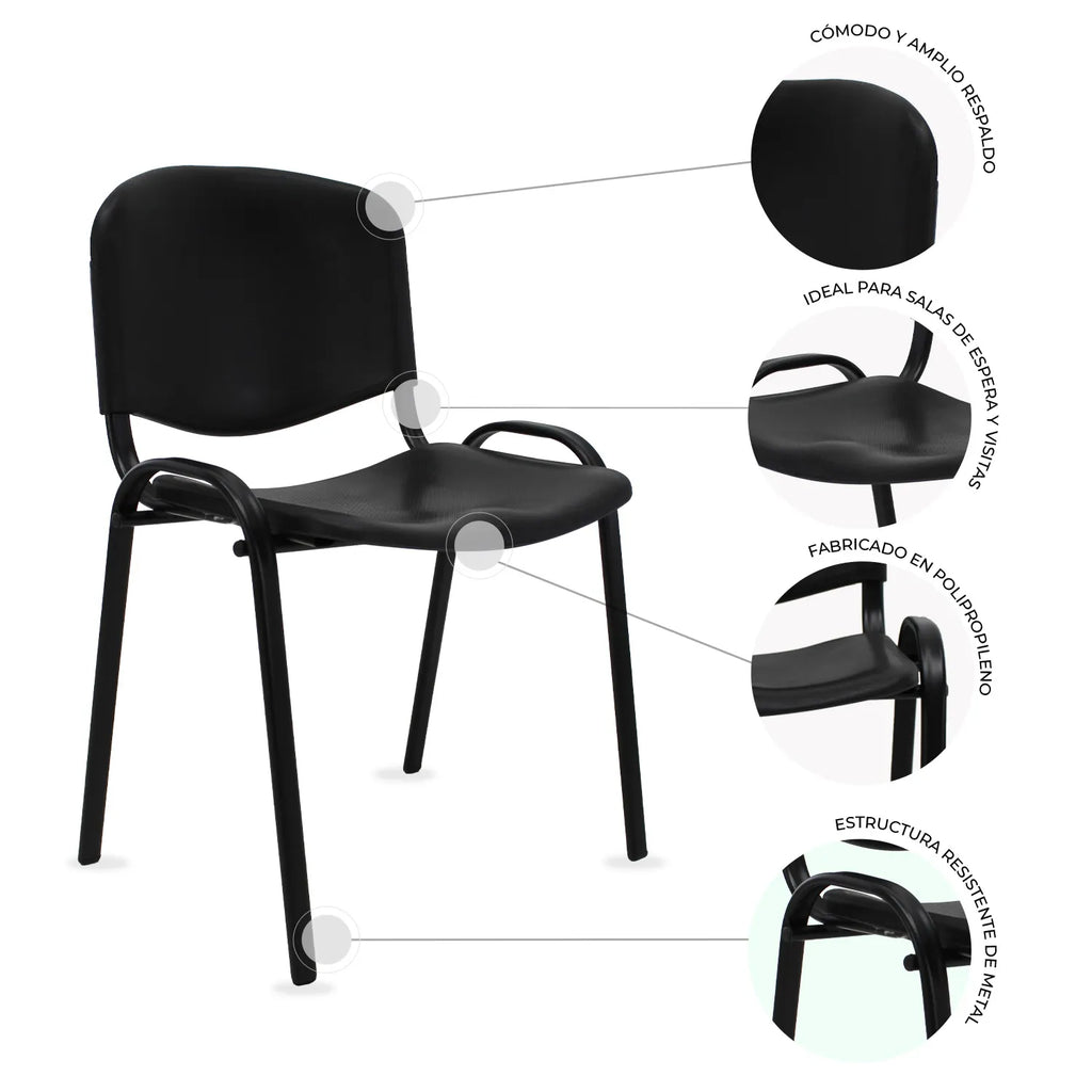 Set de 4 Sillas Fijas Plástico Nova