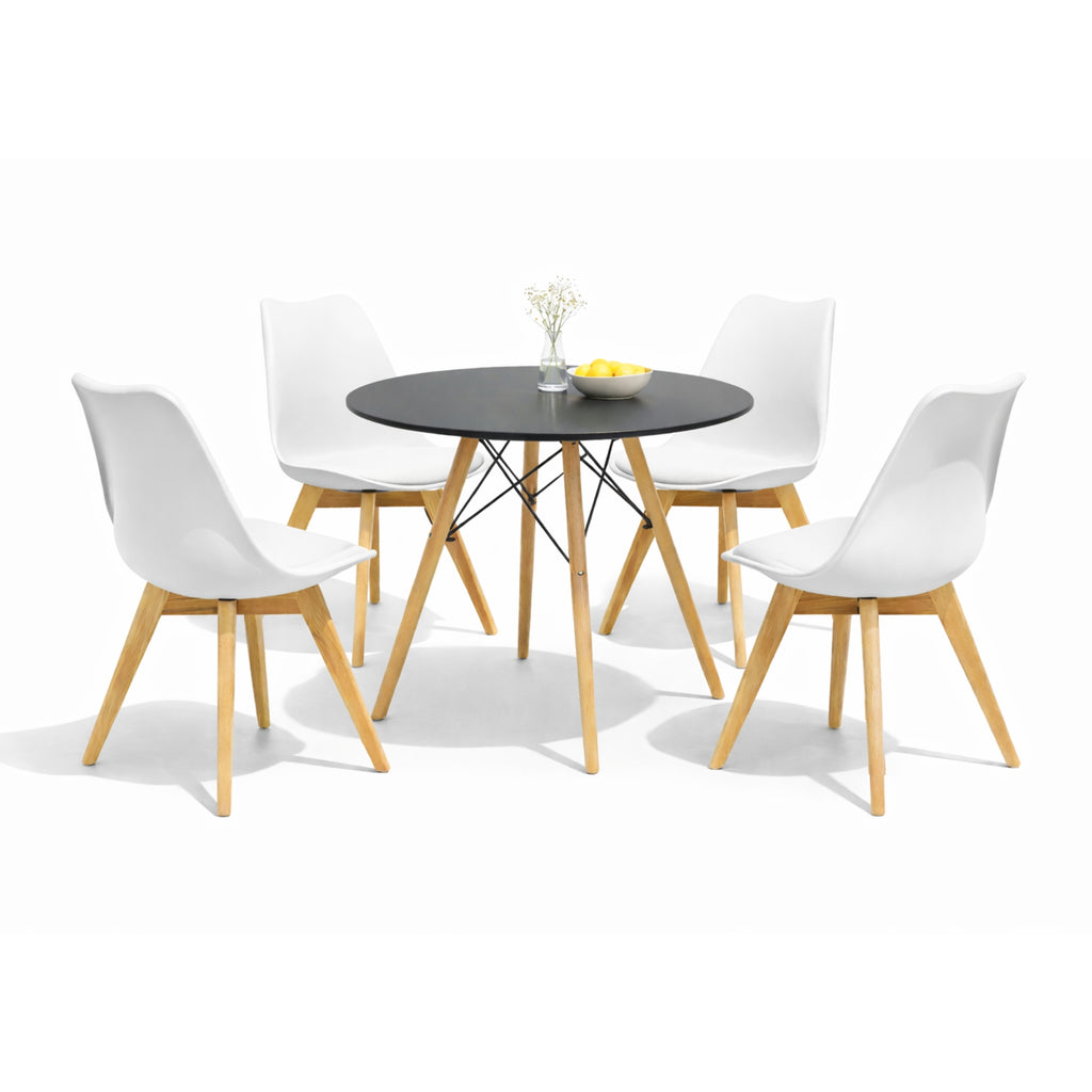 Comedor Mesa Oslo 80 Negro + 4 sillas Frankfurt