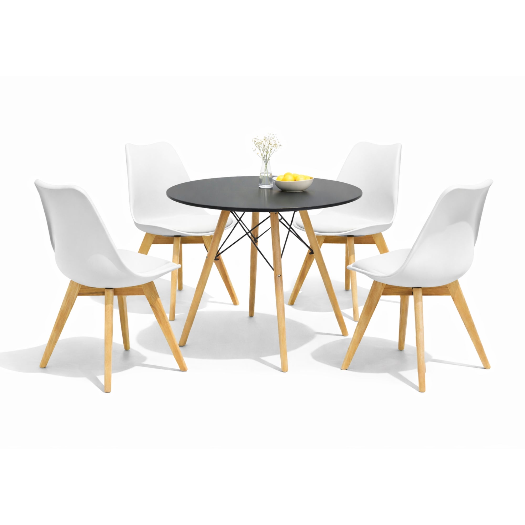 Comedor Mesa Oslo 80 Negro + 4 sillas Frankfurt