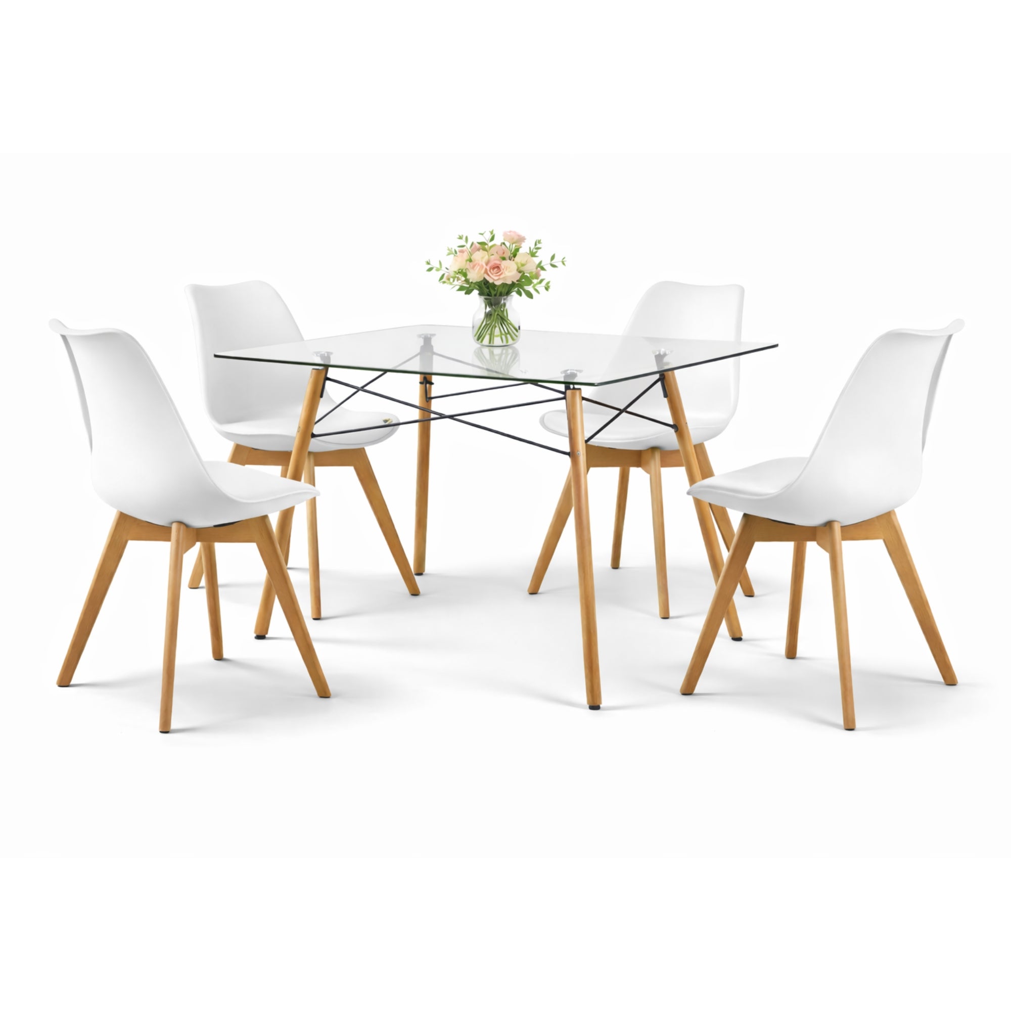 Comedor Mesa Oslo Cristal T5  + 4 Sillas Frankfurt
