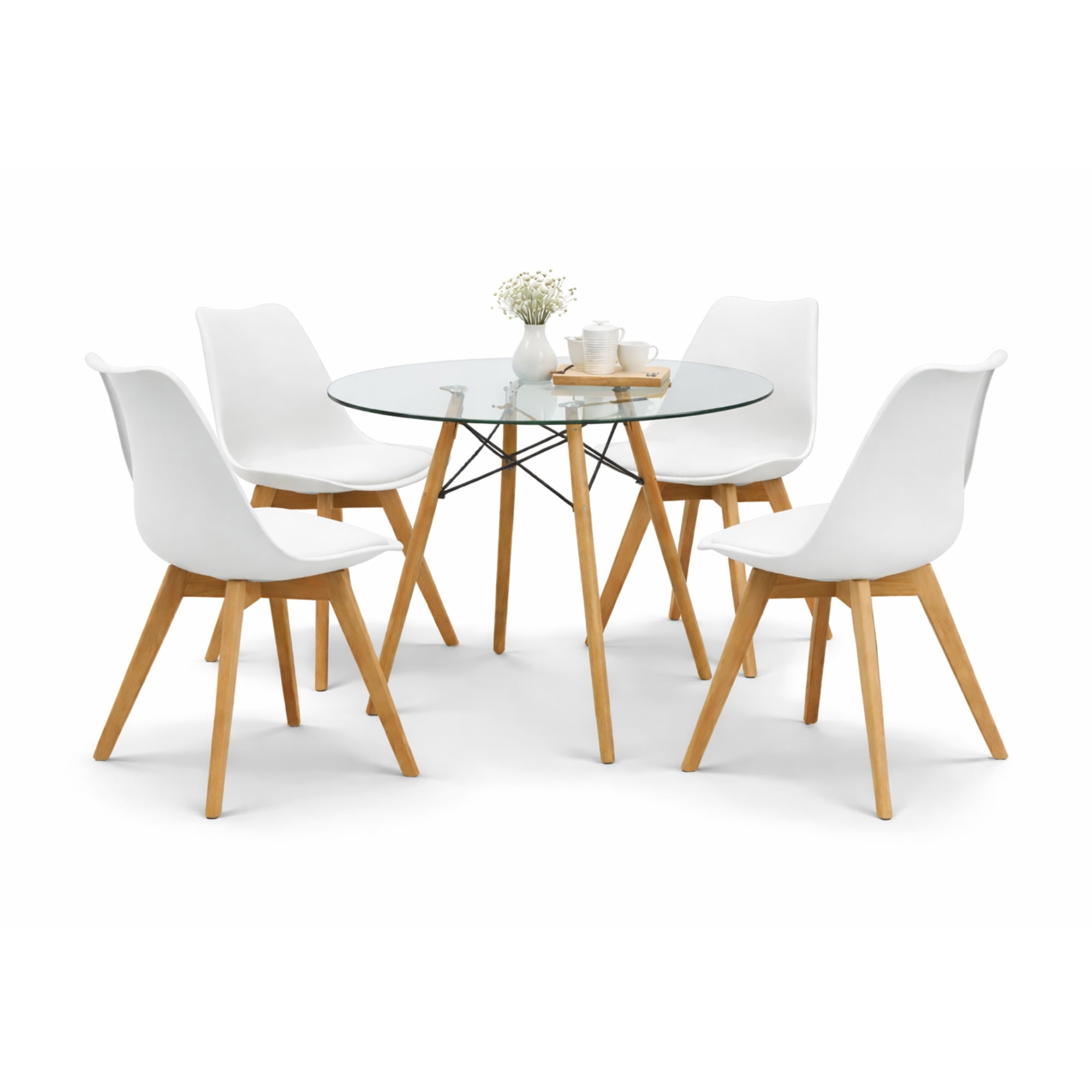 Comedor Mesa oslo Cristal T8 + 4 Sillas Frankfurt