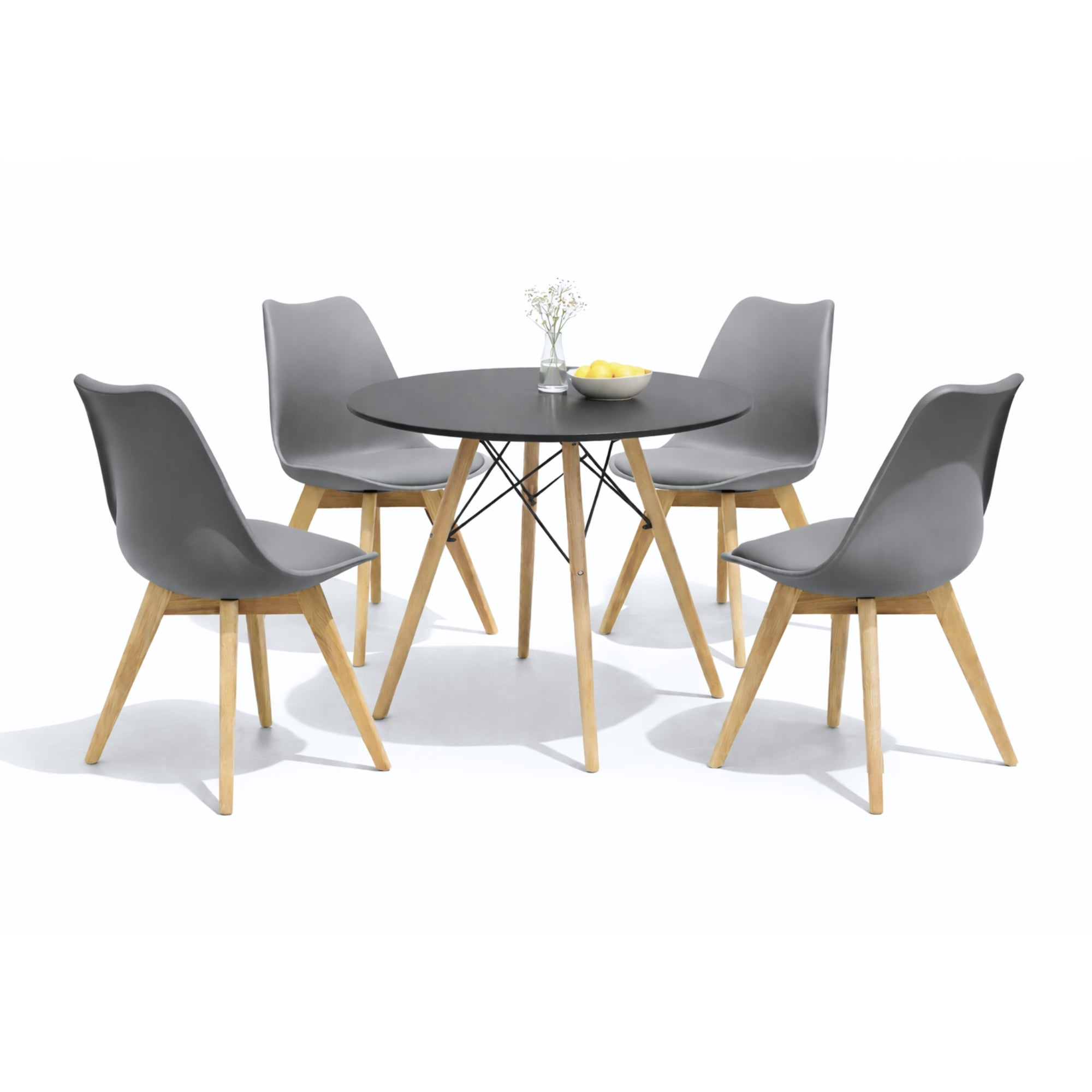 Comedor Mesa Oslo 80 Negro + 4 sillas Frankfurt