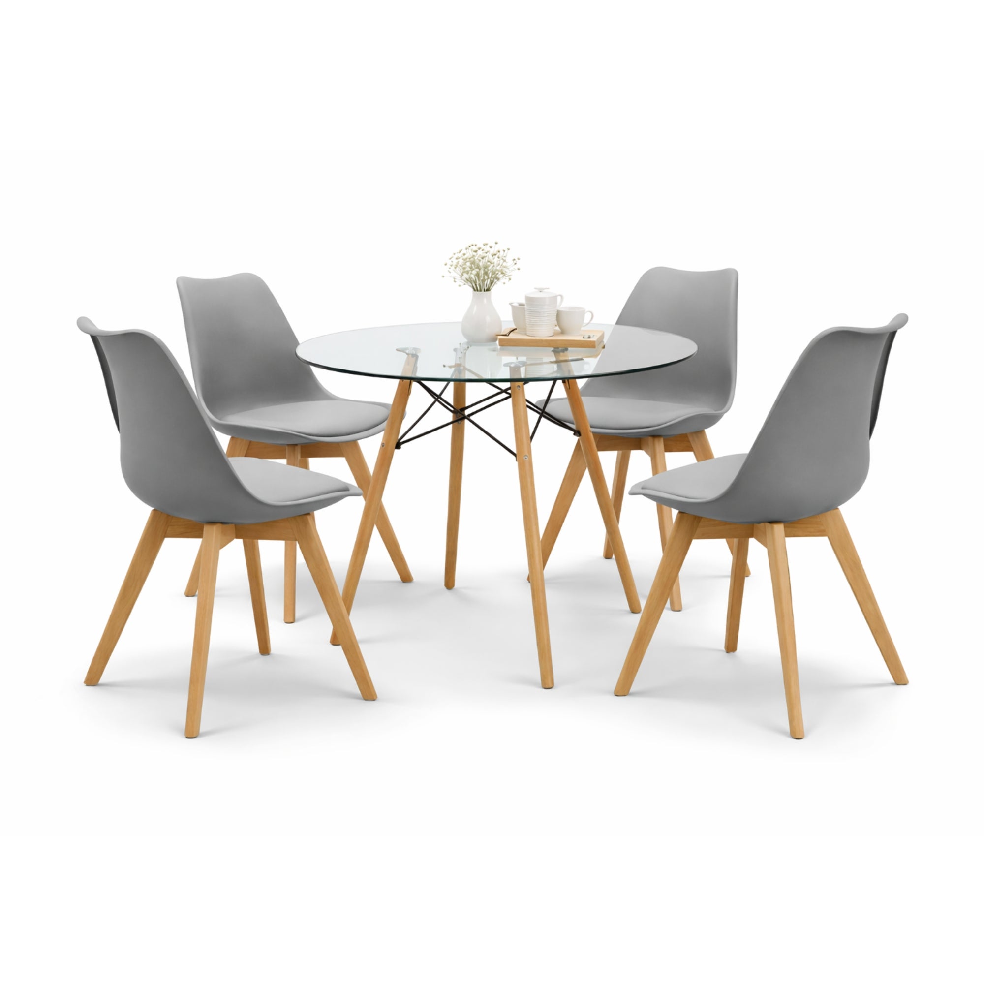 Comedor Mesa oslo Cristal T8 + 4 Sillas Frankfurt