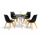 Comedor Mesa Oslo 80 Negro + 4 sillas Frankfurt