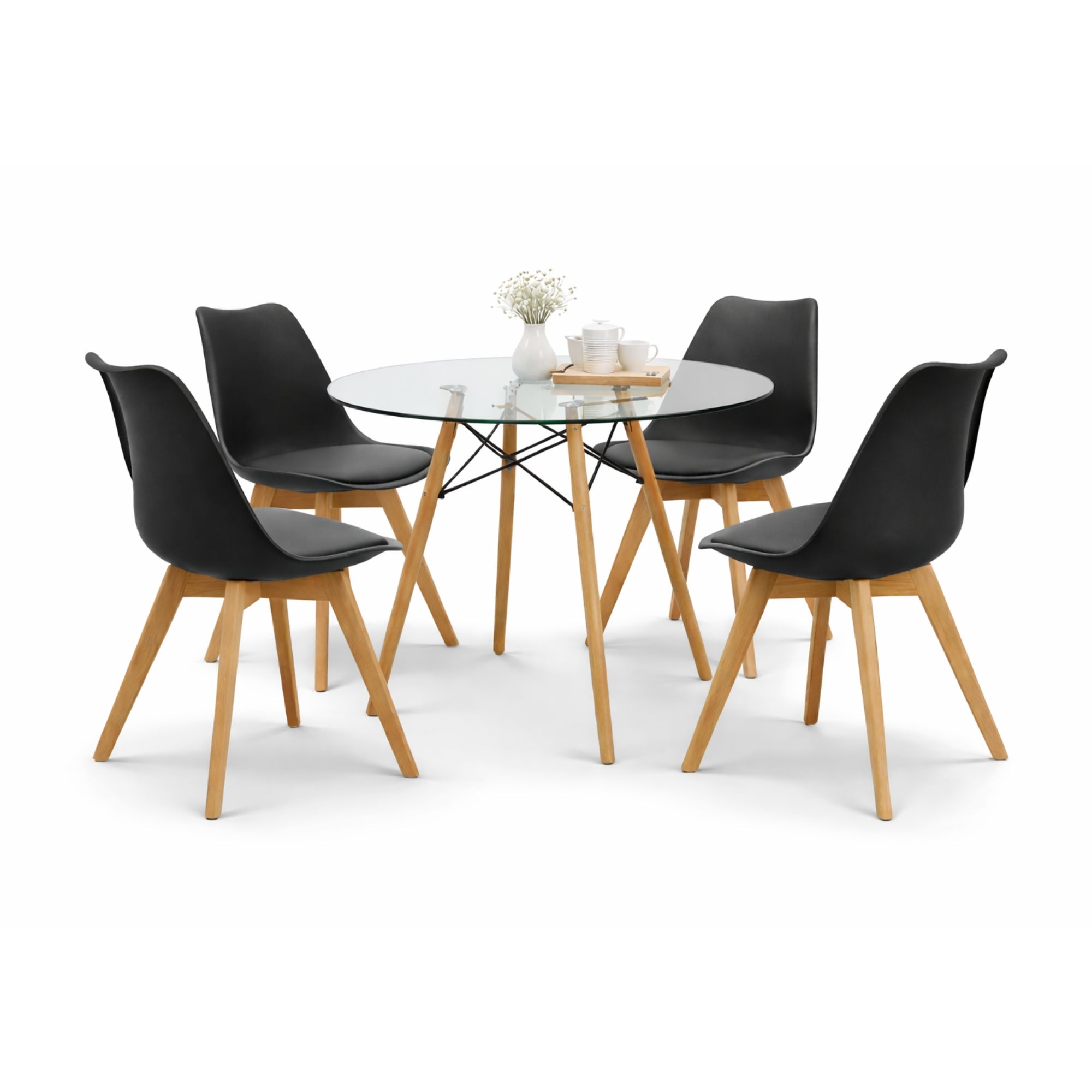 Comedor Mesa oslo Cristal T8 + 4 Sillas Frankfurt