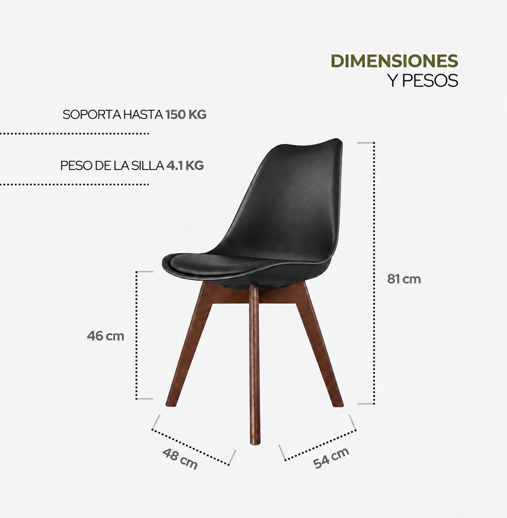 Silla Frankfurt acojinada  para comedor Nogal