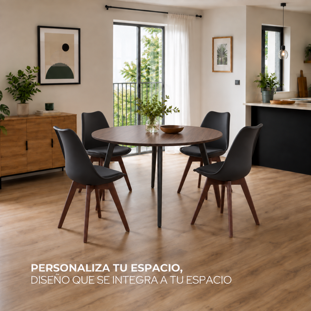 Silla Frankfurt acojinada  para comedor Nogal