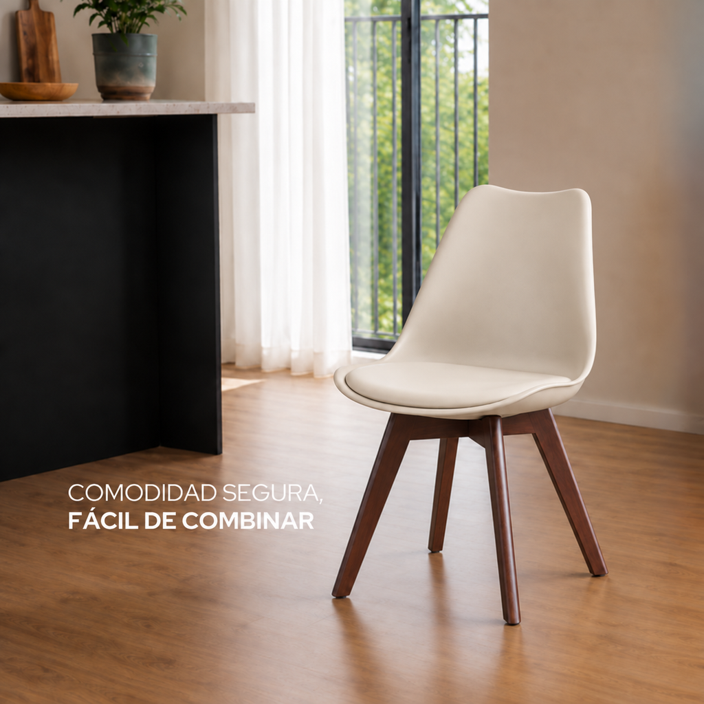 Silla Frankfurt acojinada  para comedor Nogal