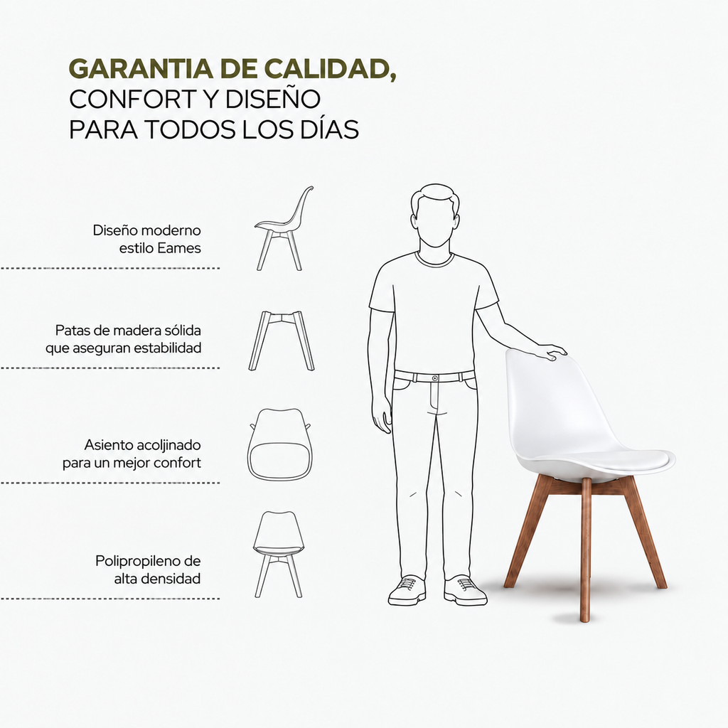Silla Frankfurt acojinada  para comedor Nogal