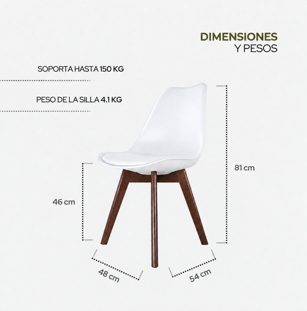 Silla Frankfurt acojinada  para comedor Nogal