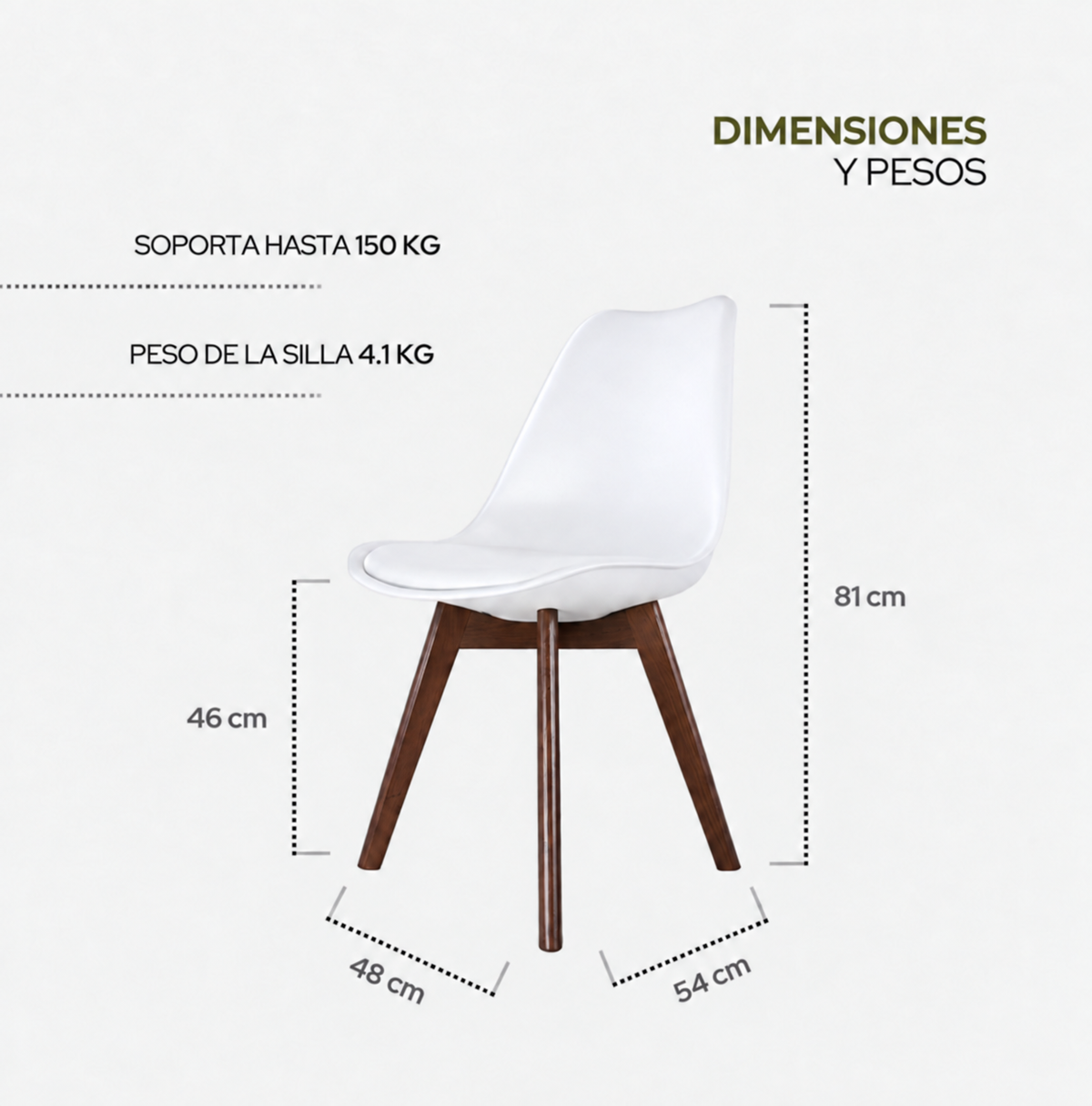 Silla Frankfurt acojinada  para comedor Nogal