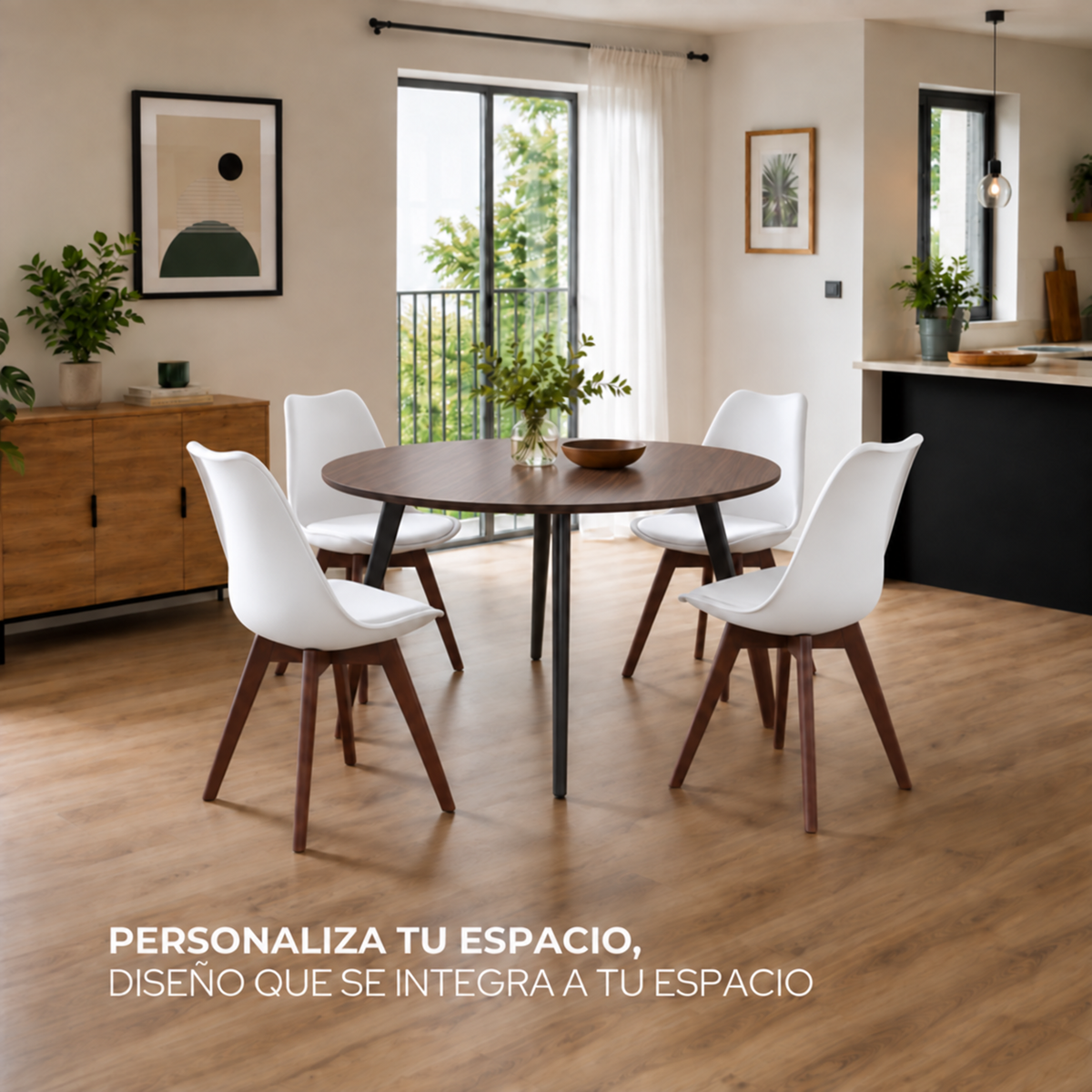 Silla Frankfurt acojinada  para comedor Nogal