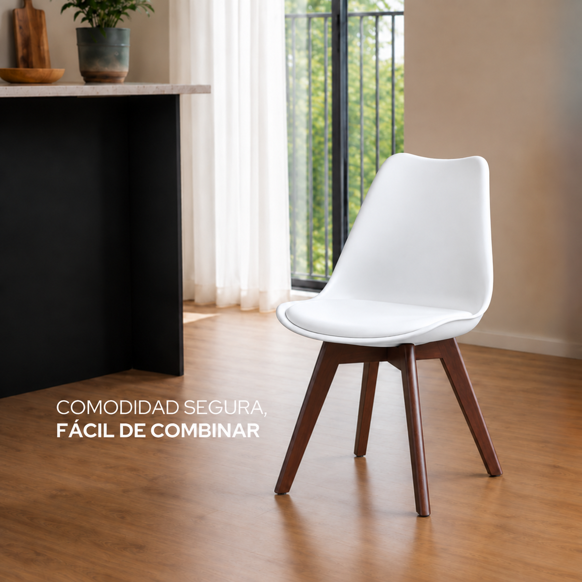Silla Frankfurt acojinada  para comedor Nogal