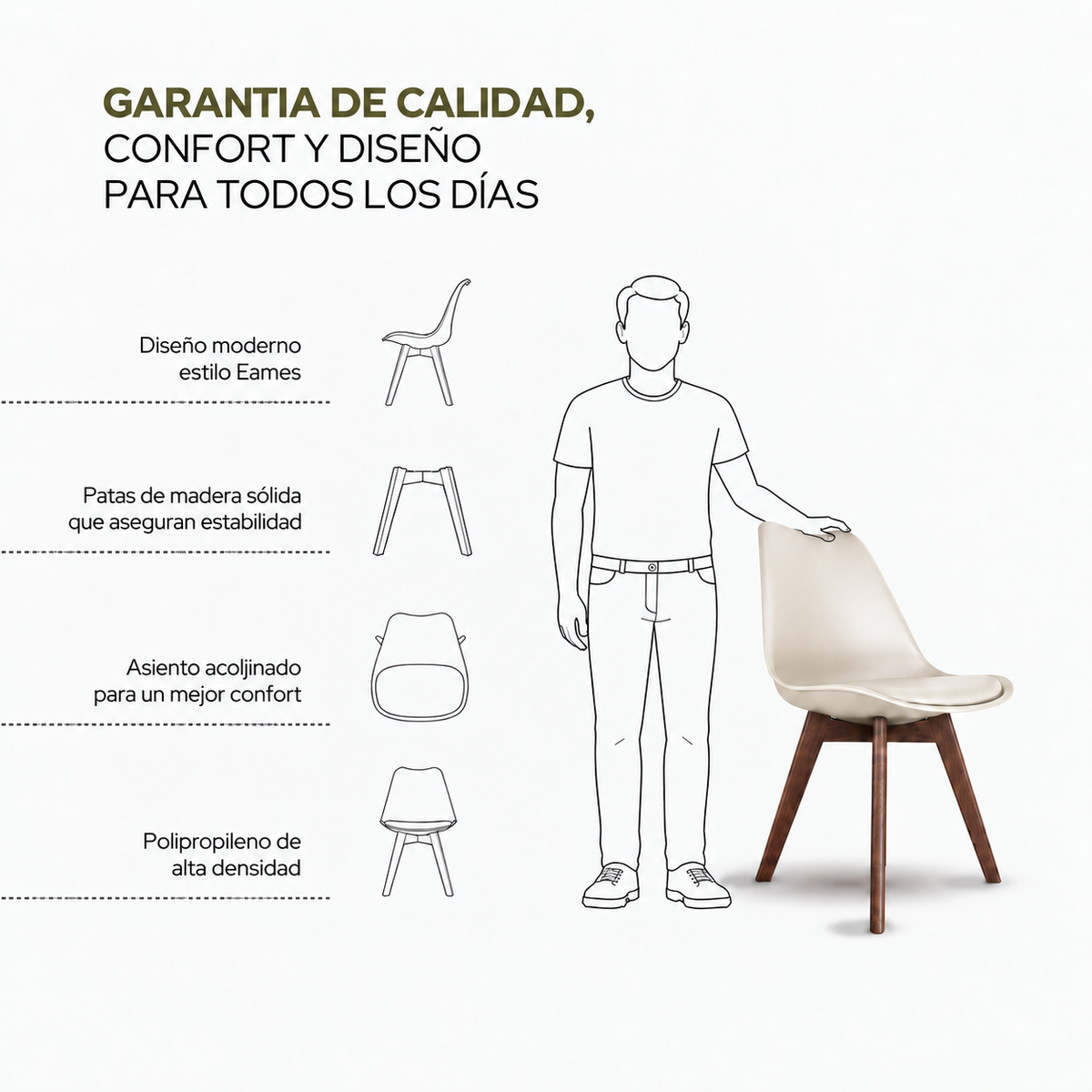 Silla Frankfurt acojinada  para comedor Nogal