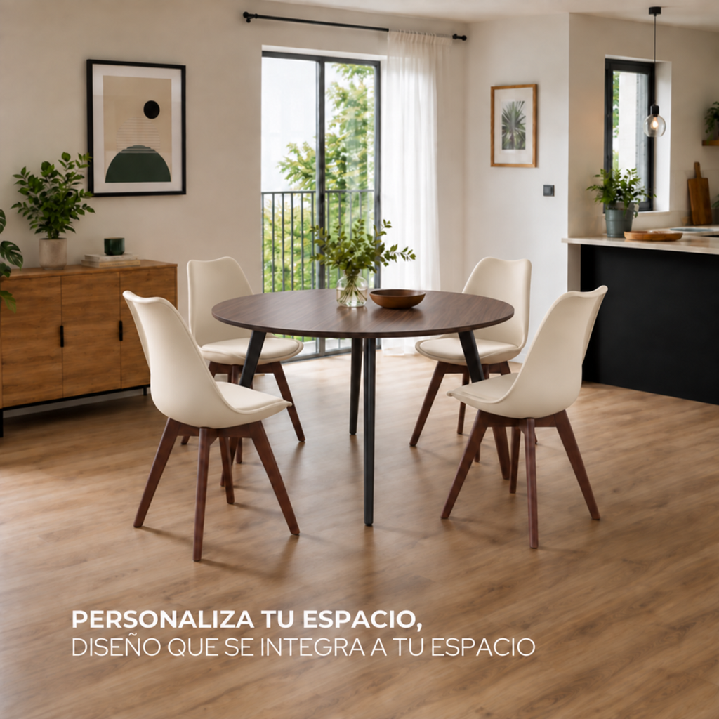 Silla Frankfurt acojinada  para comedor Nogal