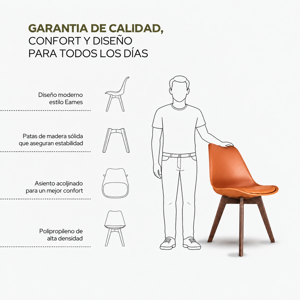 Silla Frankfurt acojinada  para comedor Nogal