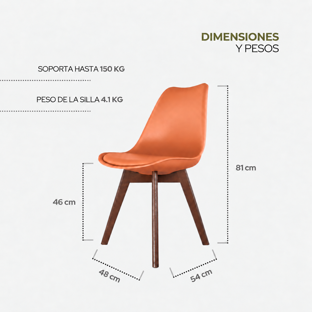 Silla Frankfurt acojinada  para comedor Nogal