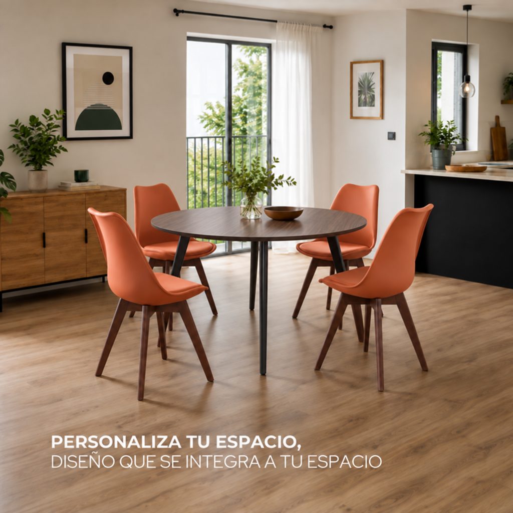 Silla Frankfurt acojinada  para comedor Nogal