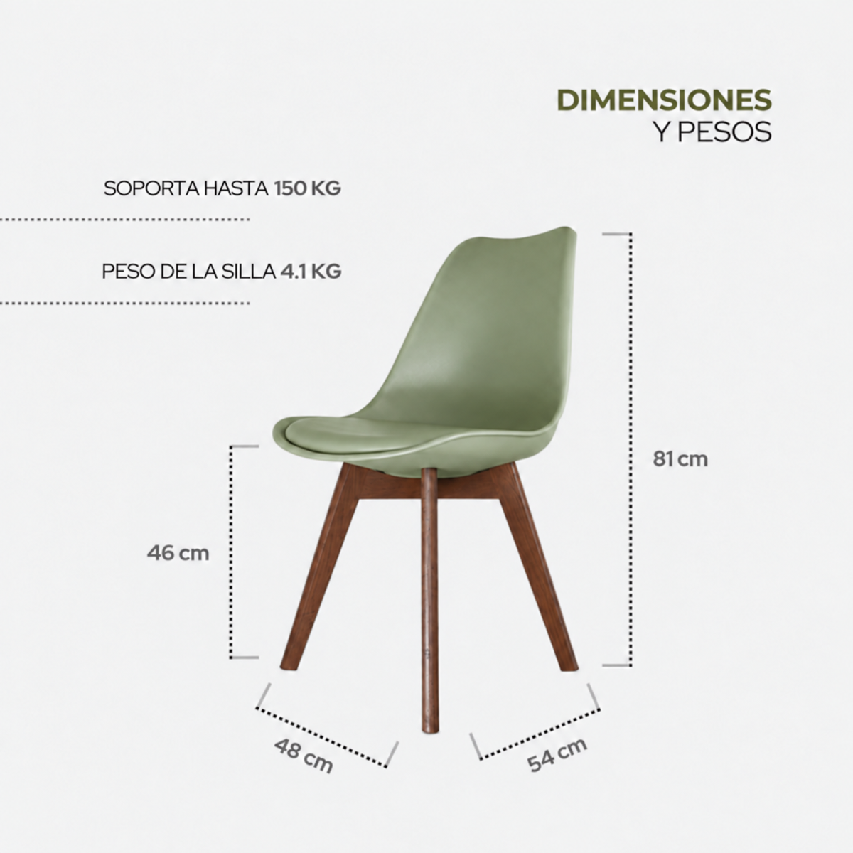 Silla Frankfurt acojinada  para comedor Nogal