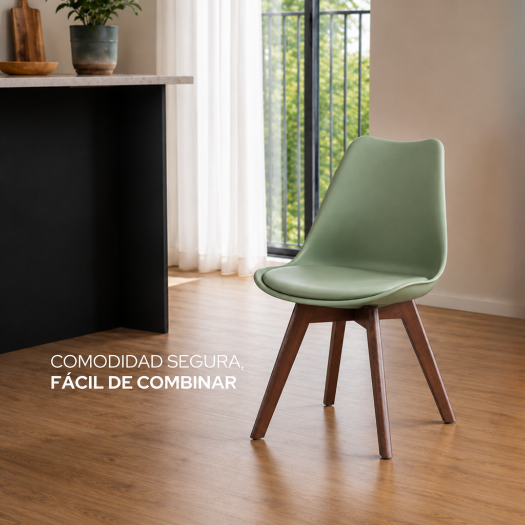 Silla Frankfurt acojinada  para comedor Nogal