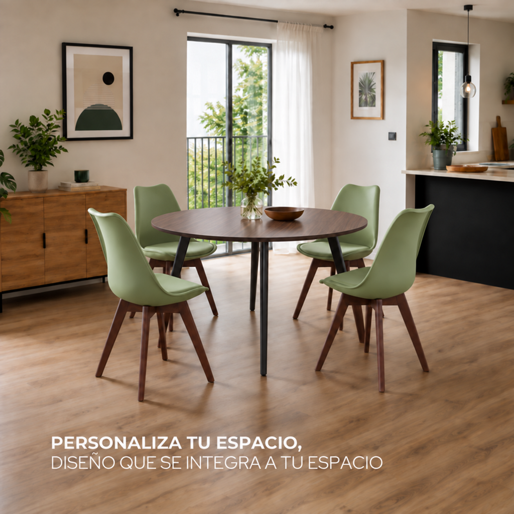 Silla Frankfurt acojinada  para comedor Nogal
