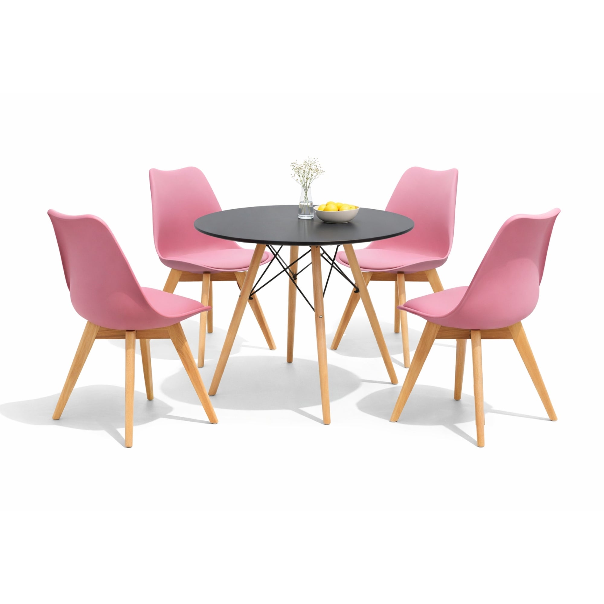 Comedor Mesa Oslo 80 Negro + 4 sillas Frankfurt