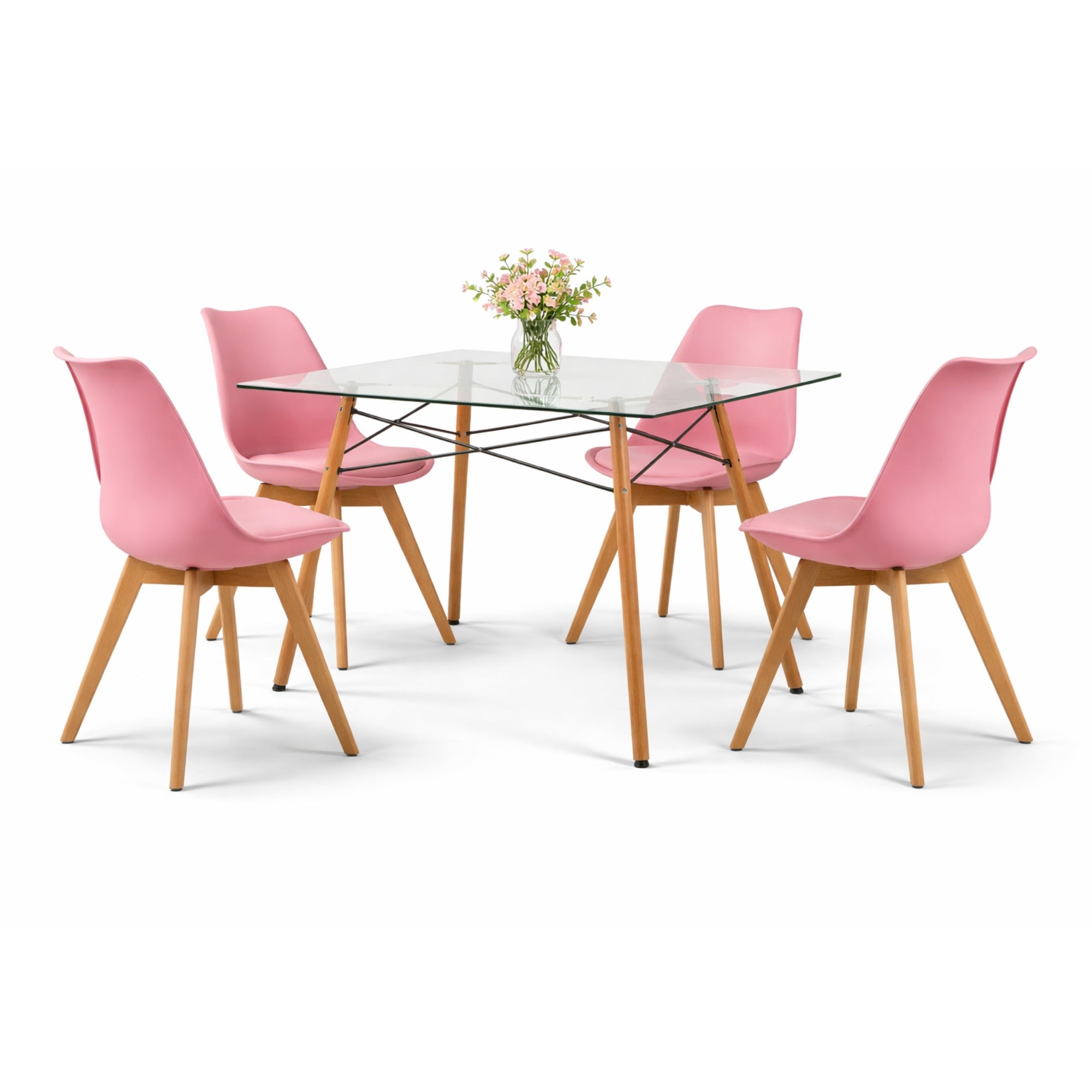 Comedor Mesa Oslo Cristal T5  + 4 Sillas Frankfurt