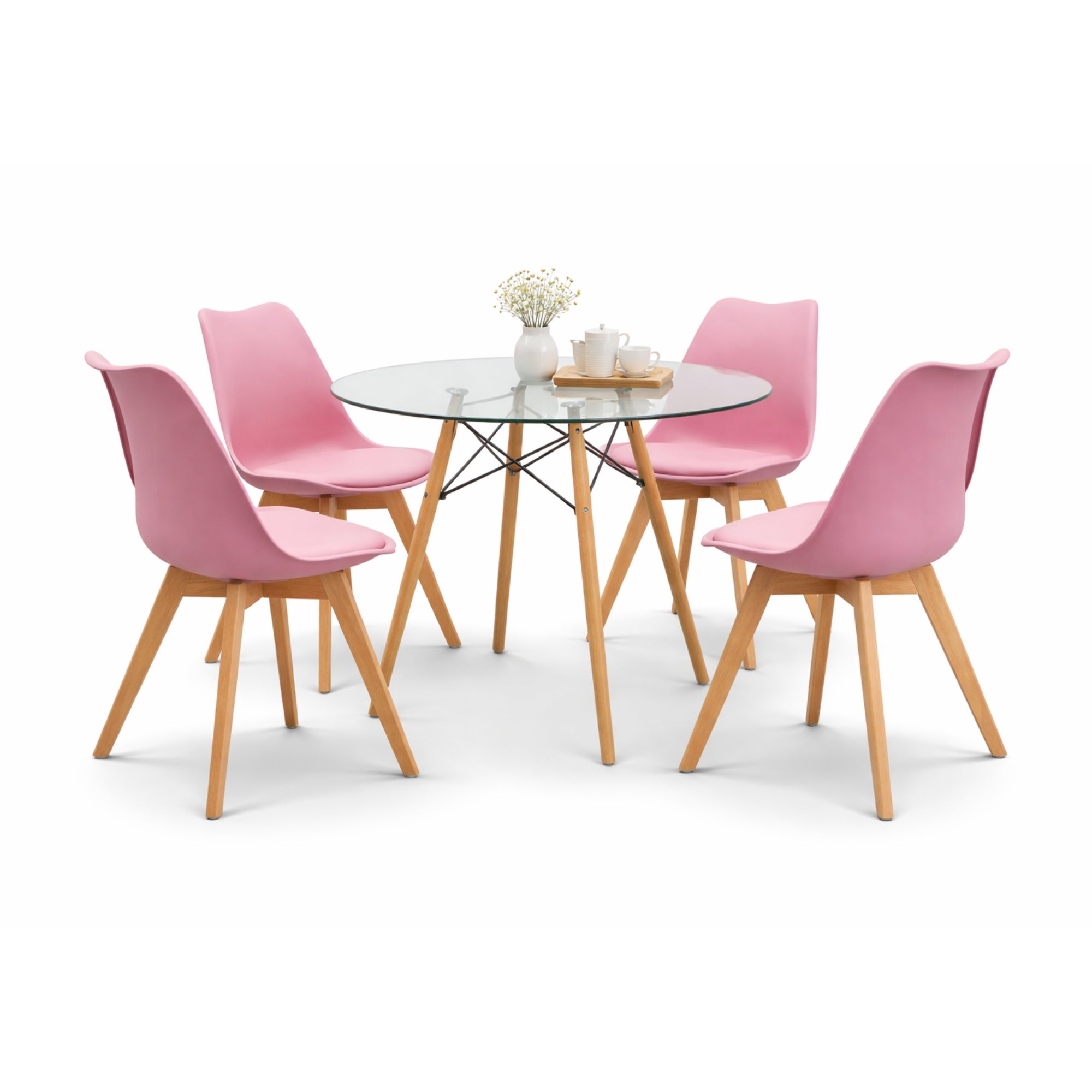 Comedor Mesa oslo Cristal T8 + 4 Sillas Frankfurt