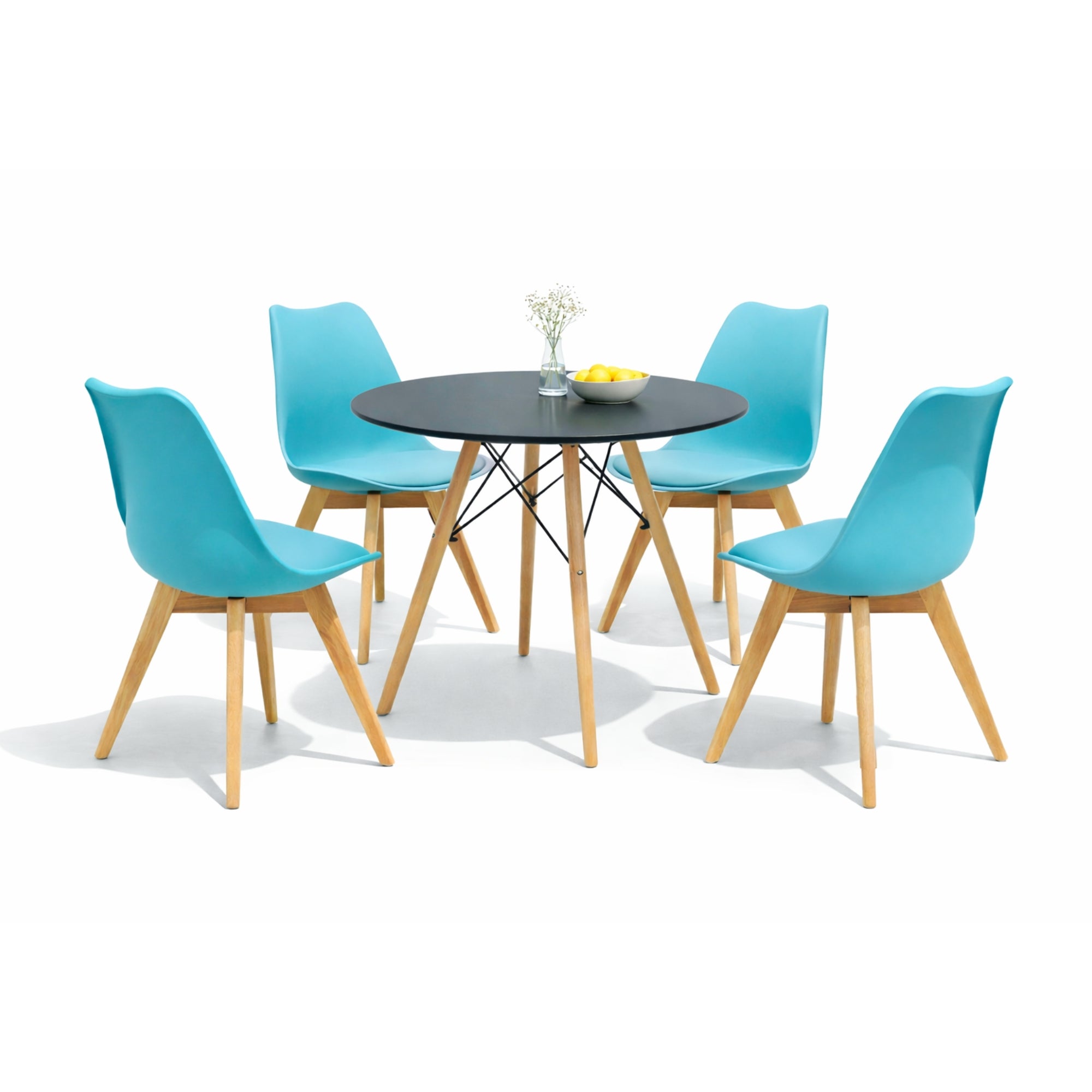 Comedor Mesa Oslo 80 Negro + 4 sillas Frankfurt