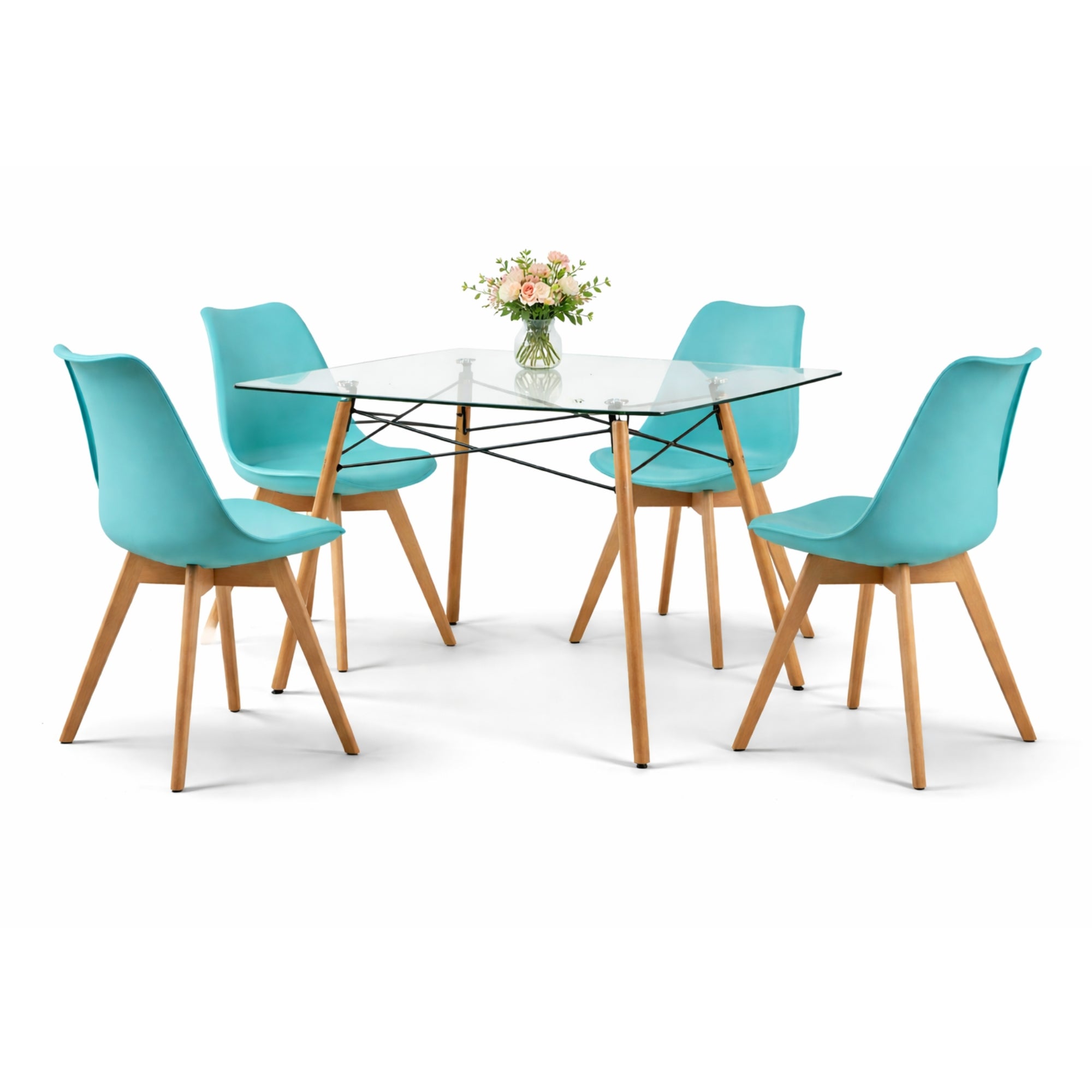 Comedor Mesa Oslo Cristal T5  + 4 Sillas Frankfurt