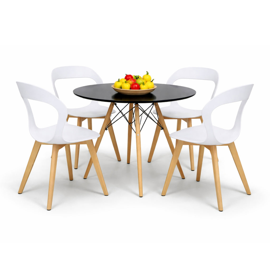 Comedor Mesa Oslo 80 Negro + 4 Sillas Moura