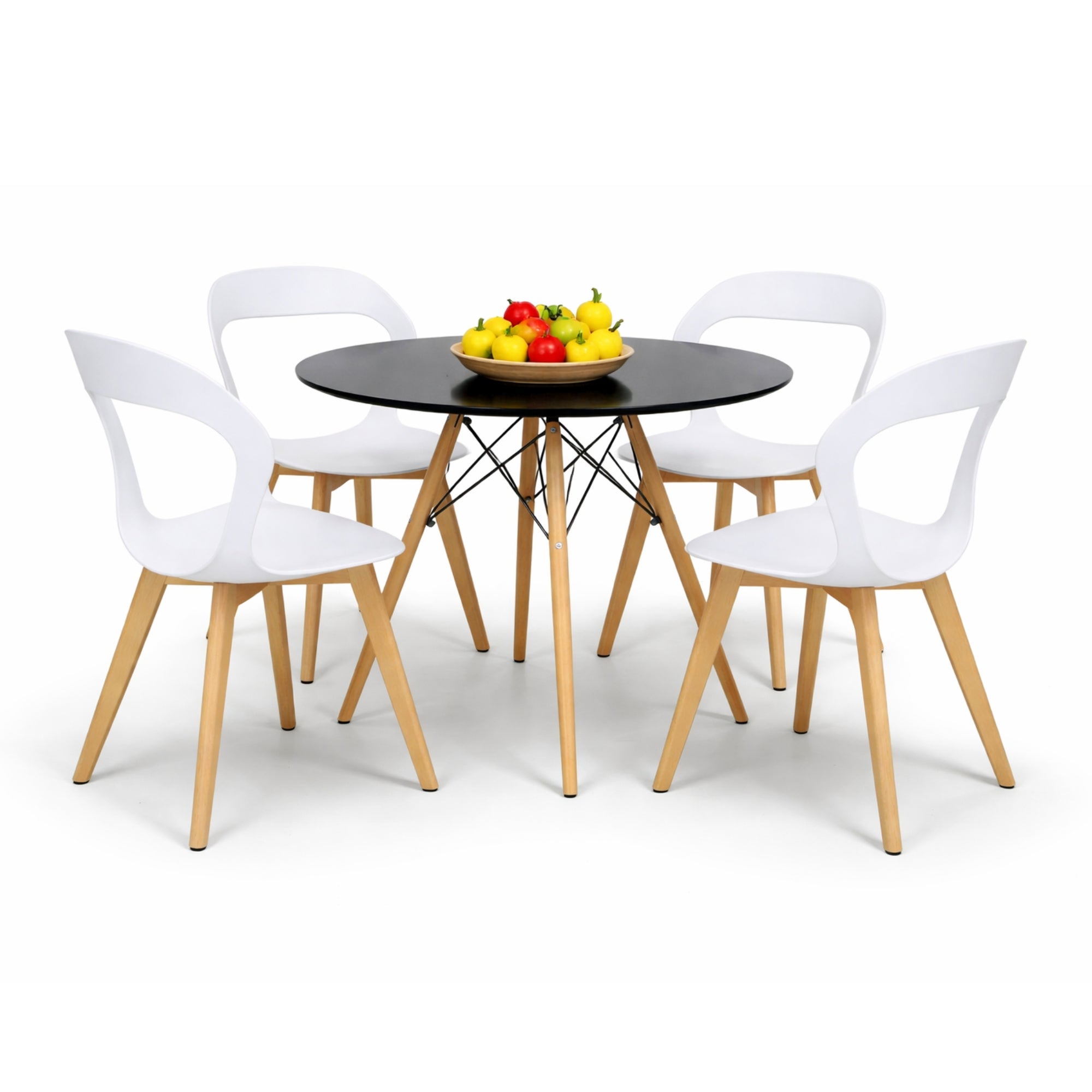 Comedor Mesa Oslo 80 Negro + 4 Sillas Moura