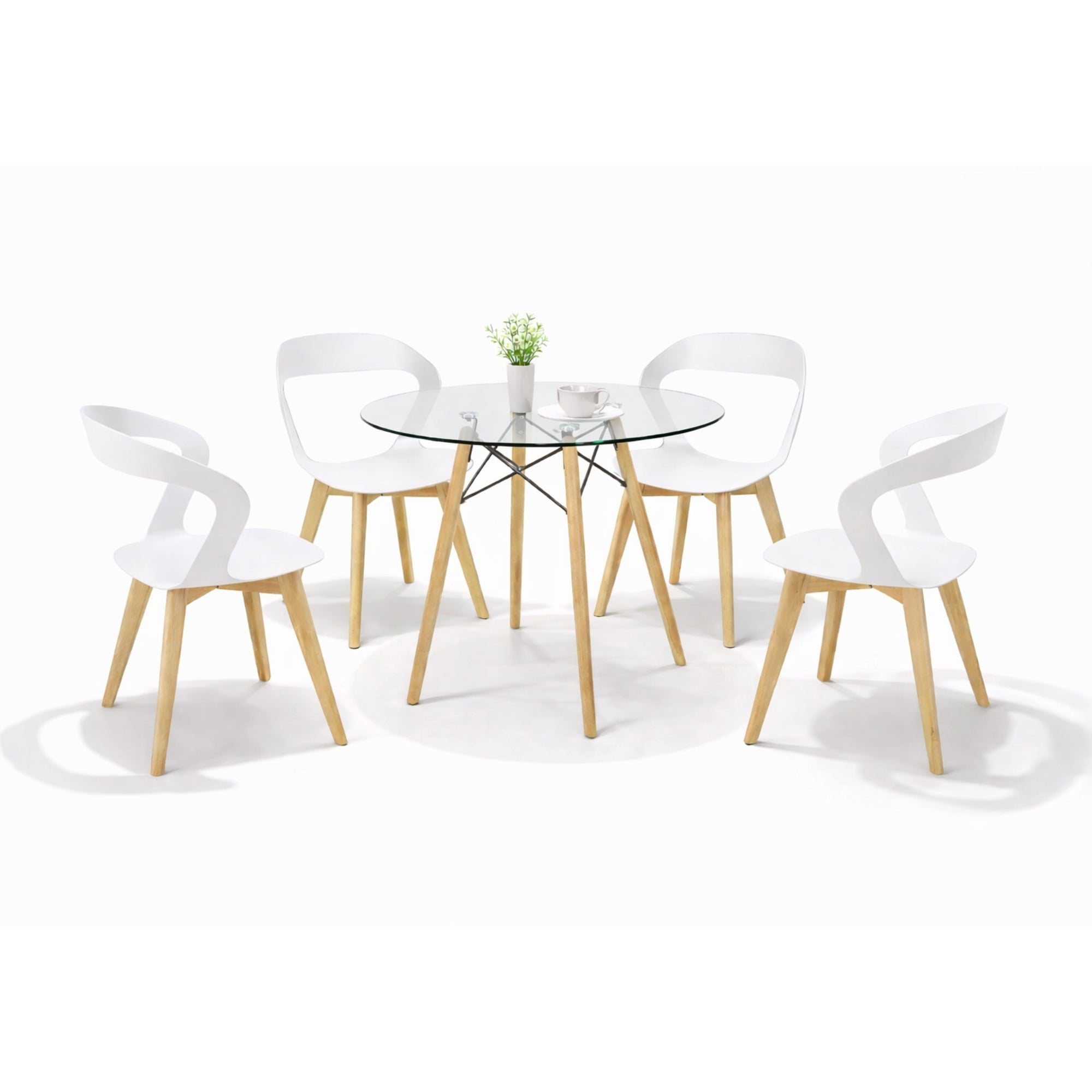 Comedor Mesa Cristal T8 + 4 Sillas Moura