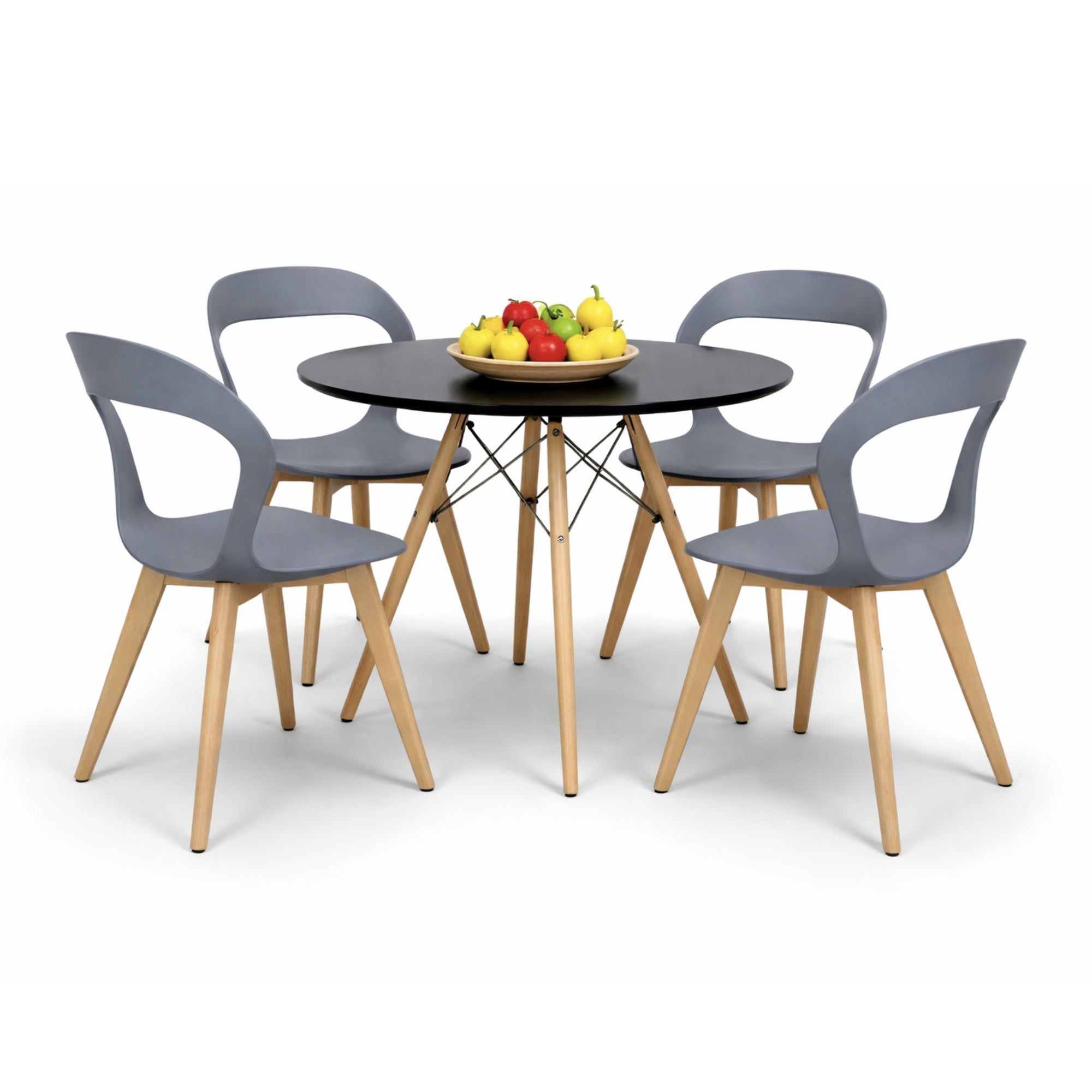 Comedor Mesa Oslo 80 Negro + 4 Sillas Moura