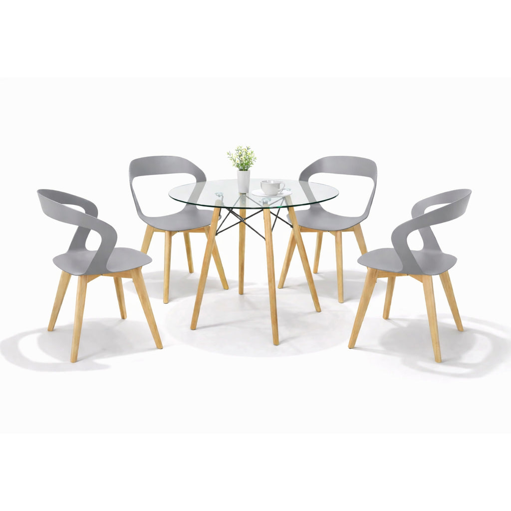 Comedor Mesa Cristal T8 + 4 Sillas Moura