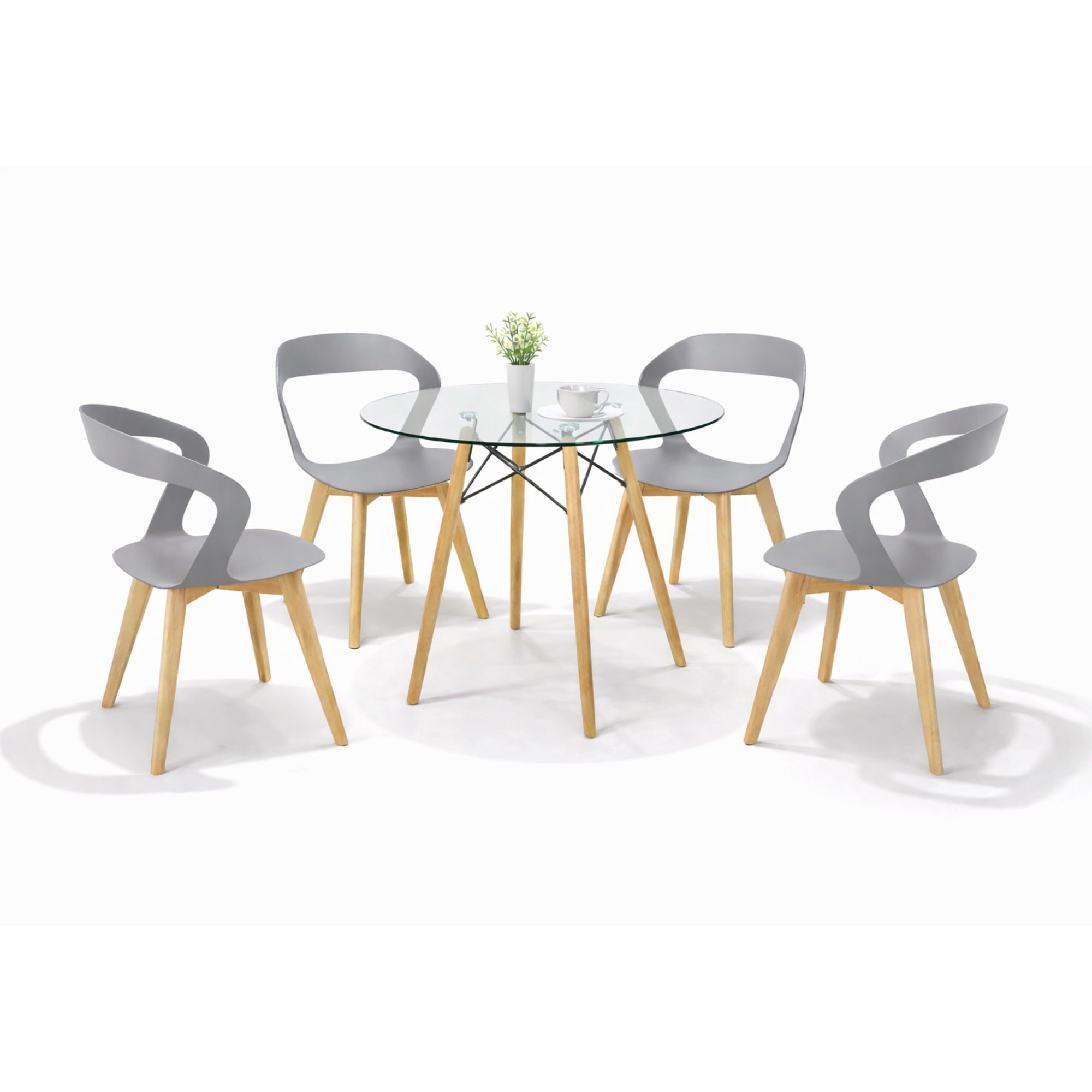 Comedor Mesa Cristal T8 + 4 Sillas Moura