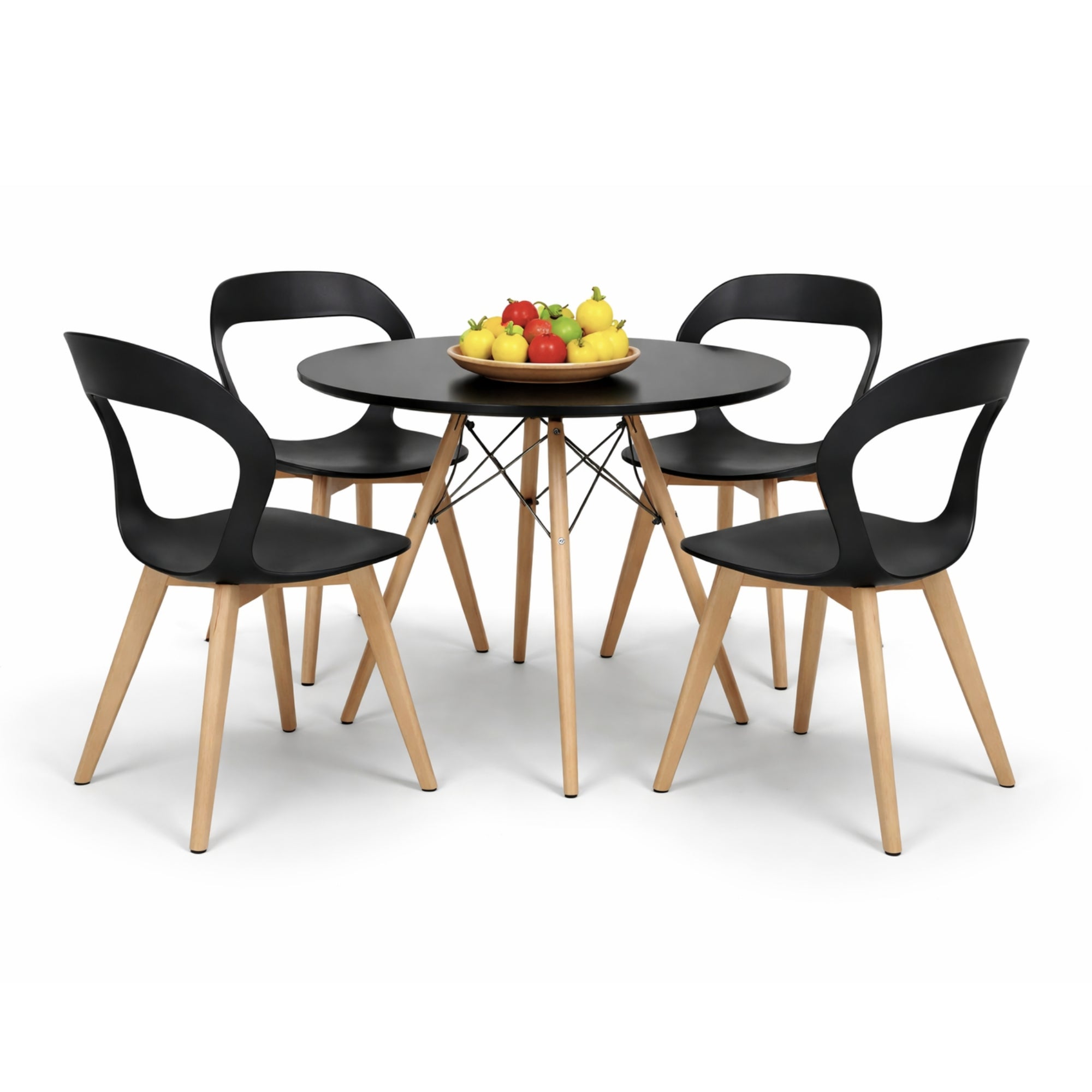 Comedor Mesa Oslo 80 Negro + 4 Sillas Moura