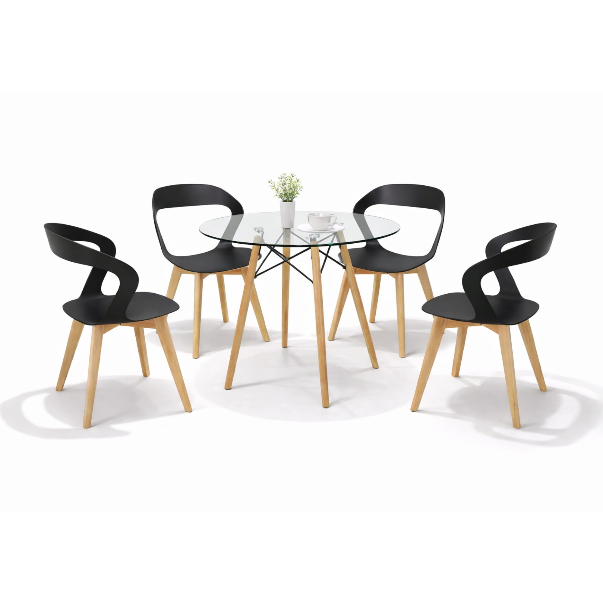 Comedor Mesa Cristal T8 + 4 Sillas Moura