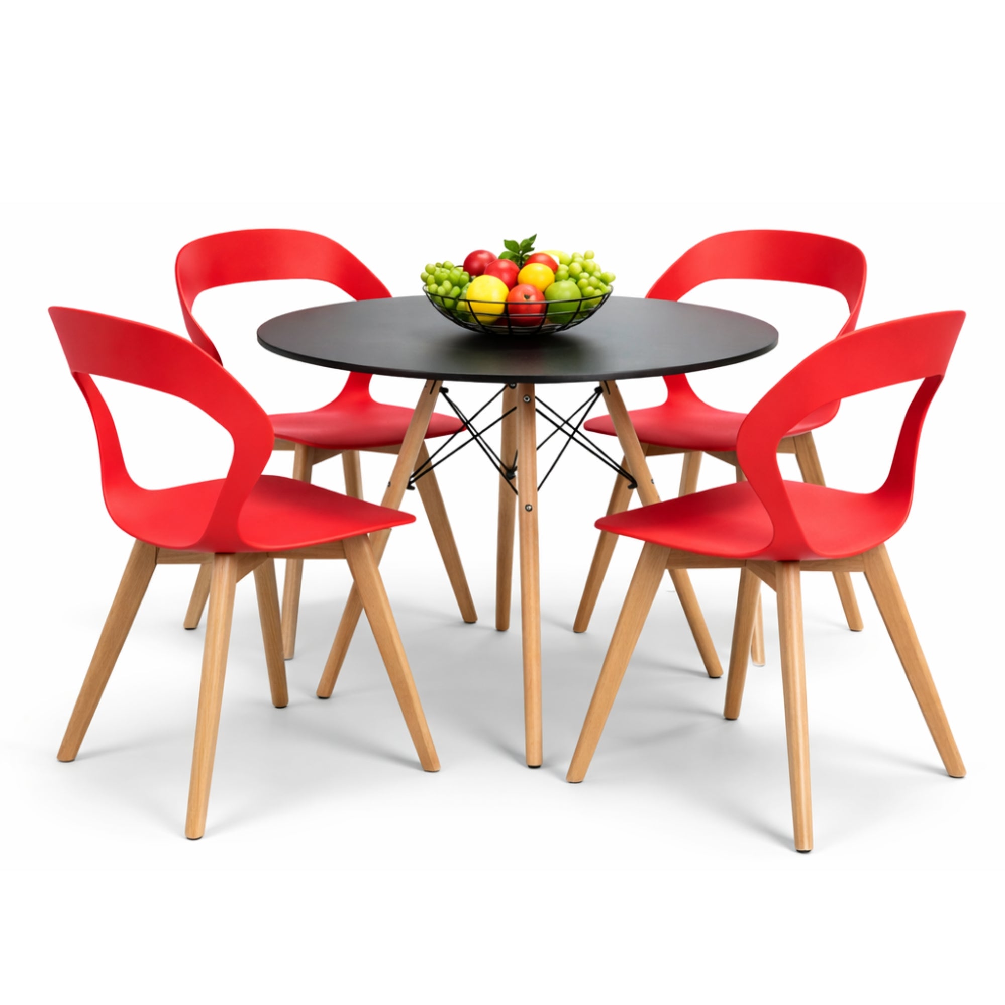 Comedor Mesa Oslo 80 Negro + 4 Sillas Moura