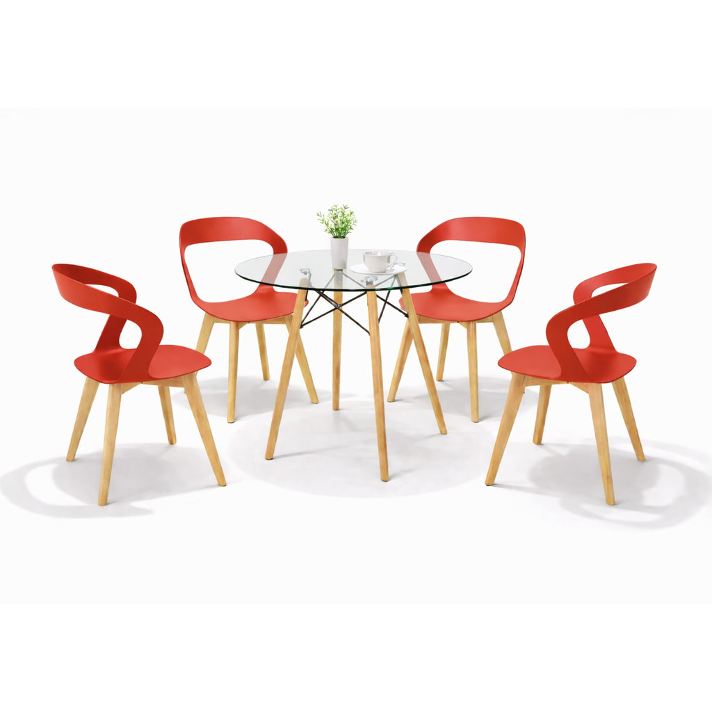 Comedor Mesa Cristal T8 + 4 Sillas Moura