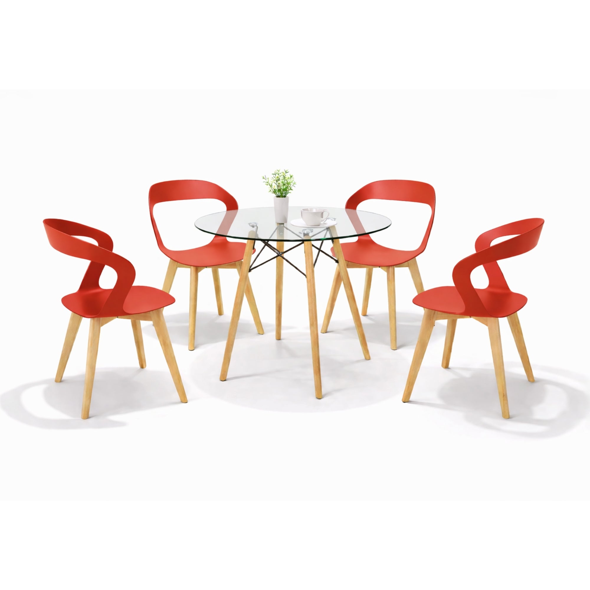 Comedor Mesa Cristal T8 + 4 Sillas Moura