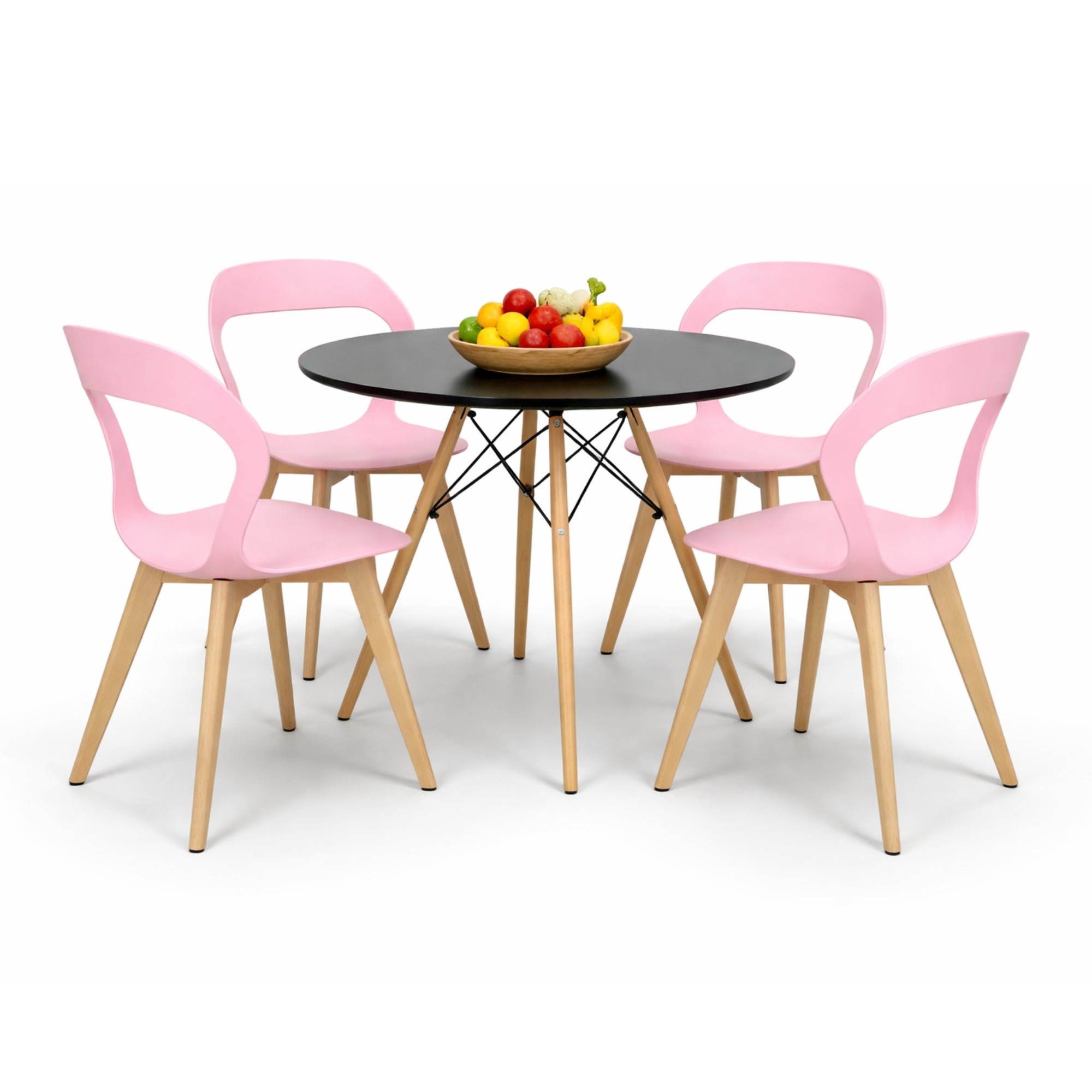 Comedor Mesa Oslo 80 Negro + 4 Sillas Moura