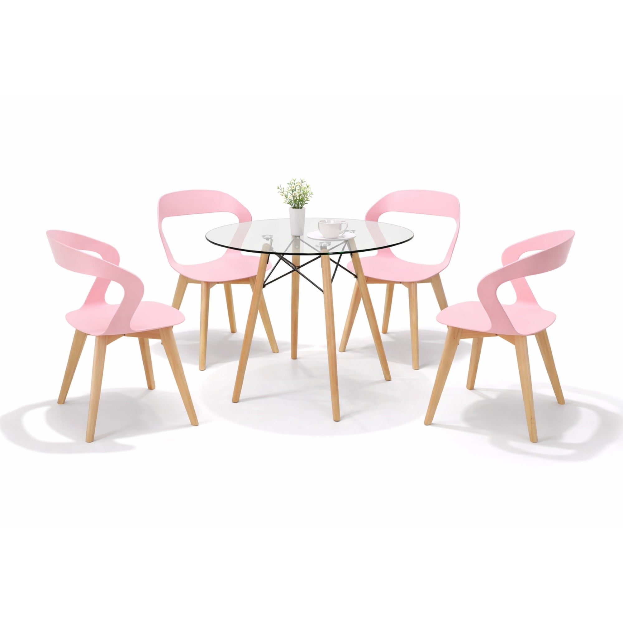 Comedor Mesa Cristal T8 + 4 Sillas Moura