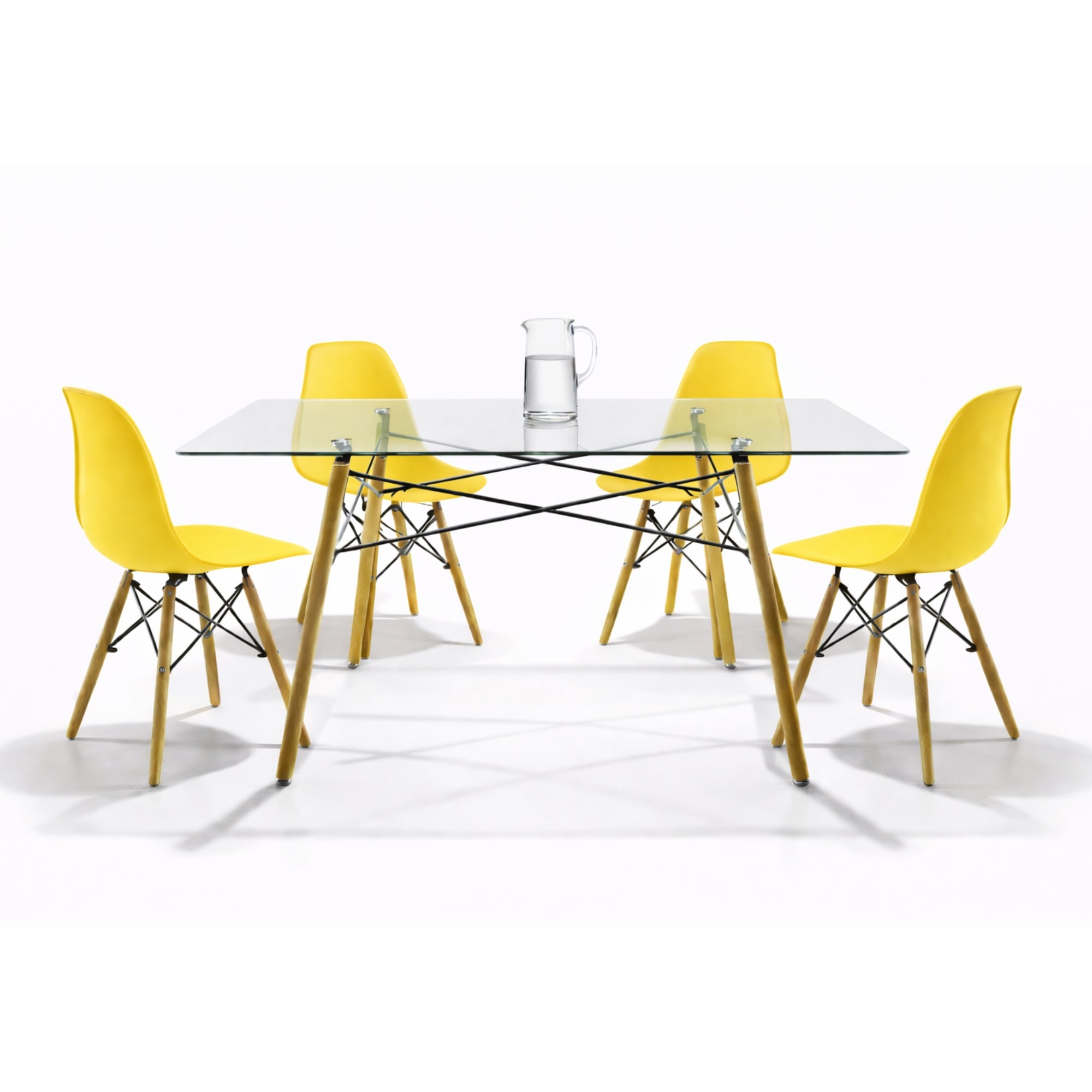 Comedor 4 sillas Oslo | Mesa rectangular T5 de cristal templado