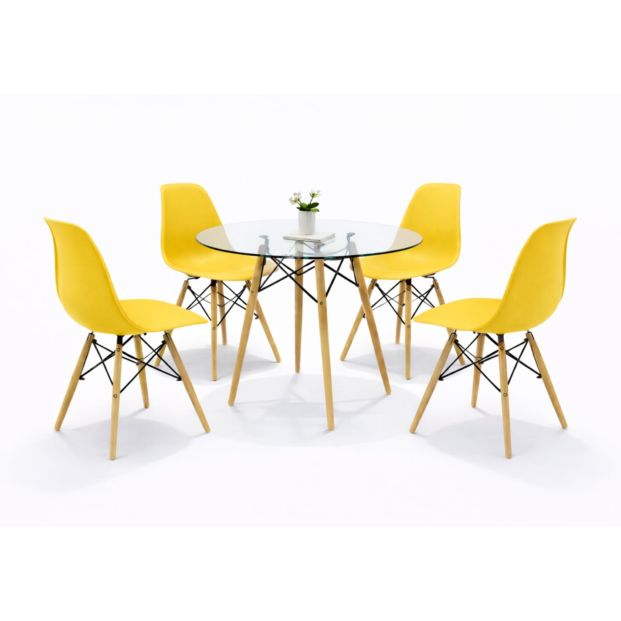 Comedor 4 sillas Oslo T8 | Mesa de cristal templado + 4 sillas para comedor