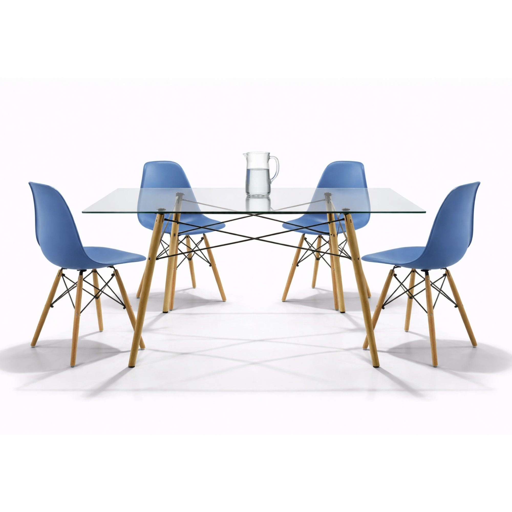 Comedor 4 sillas Oslo | Mesa rectangular T5 de cristal templado