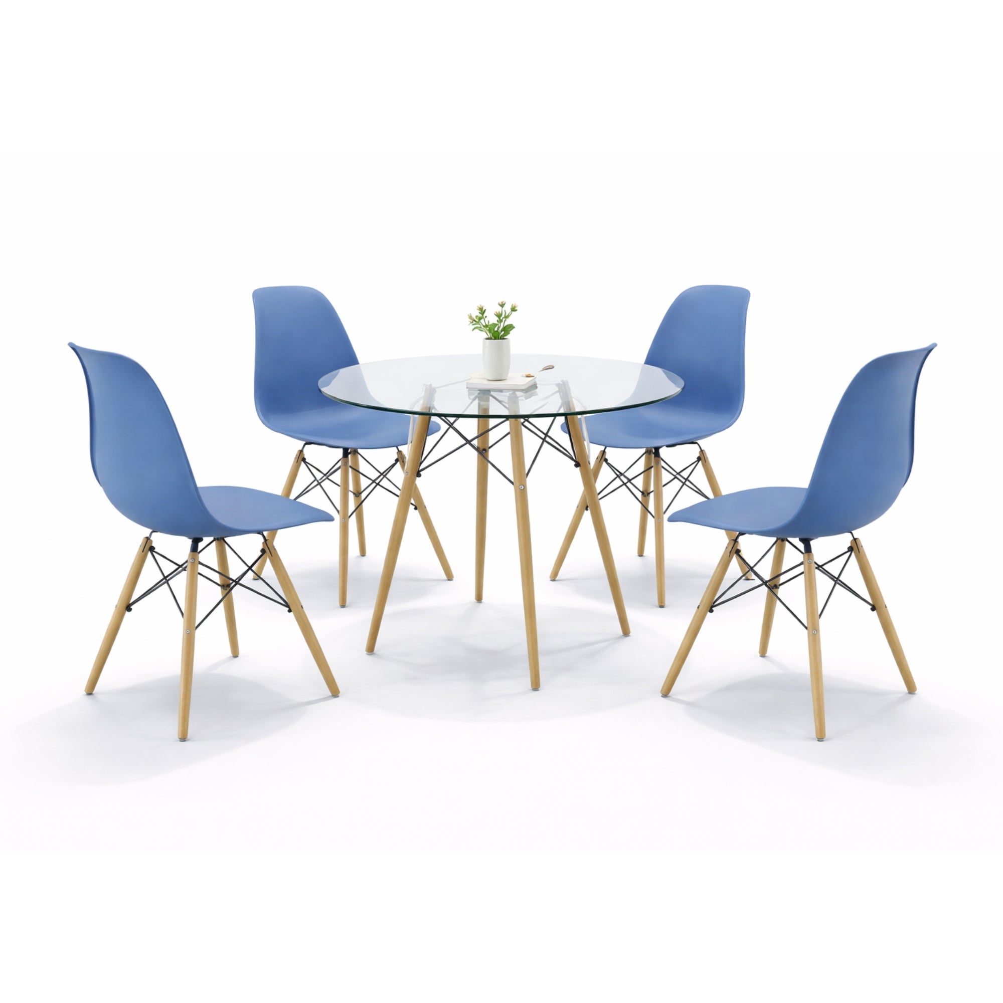 Comedor 4 sillas Oslo T8 | Mesa de cristal templado + 4 sillas para comedor