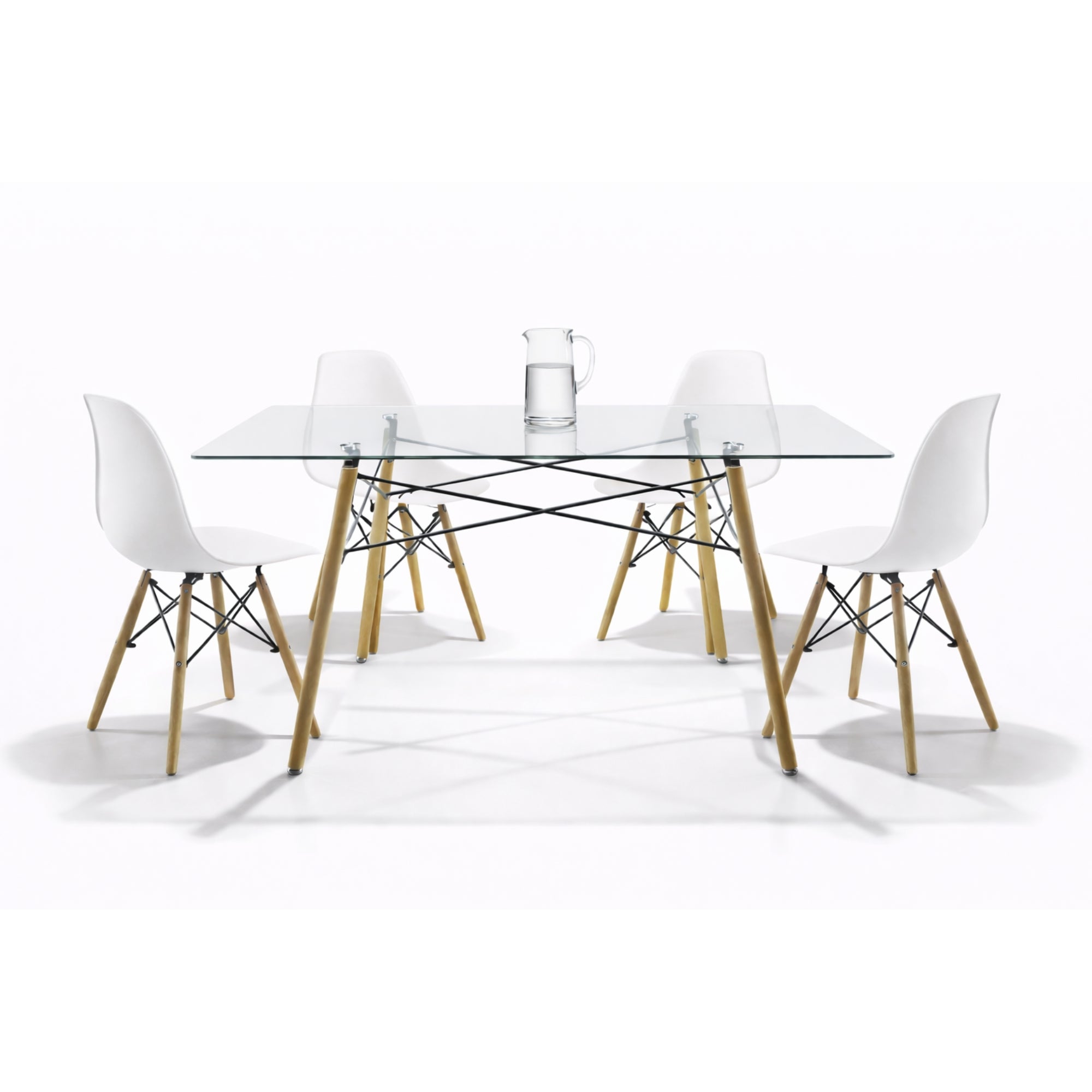 Comedor 4 sillas Oslo | Mesa rectangular T5 de cristal templado